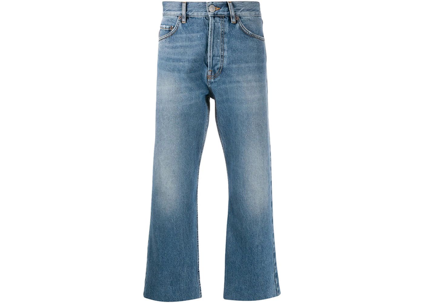 image of Balenciaga O1Mt1Gz0424 Cropped Straight Leg Jeans In Blue, Women's (Size 34)