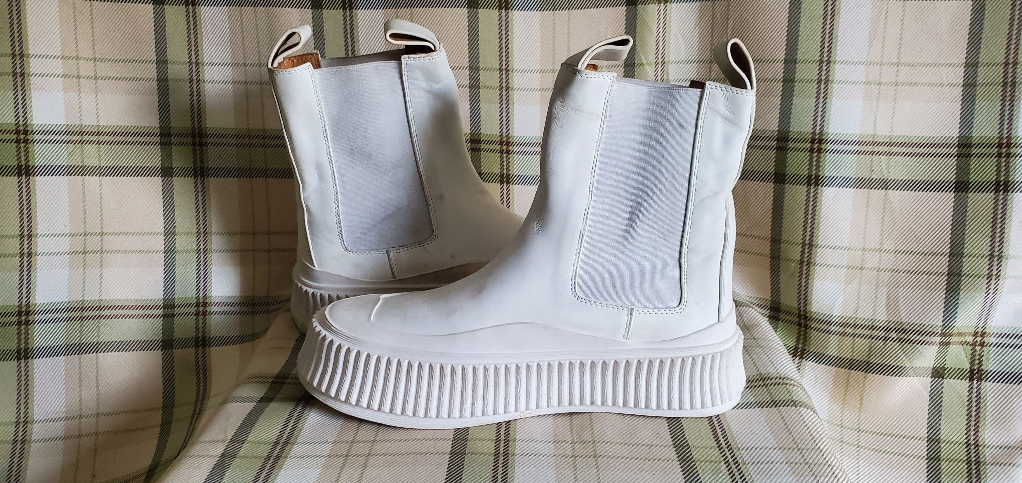 Jil Sander JIL SANDER White Leather Summer Hi Chunky Sole Sneakers Size US 9 / IT 39 - 6 Thumbnail