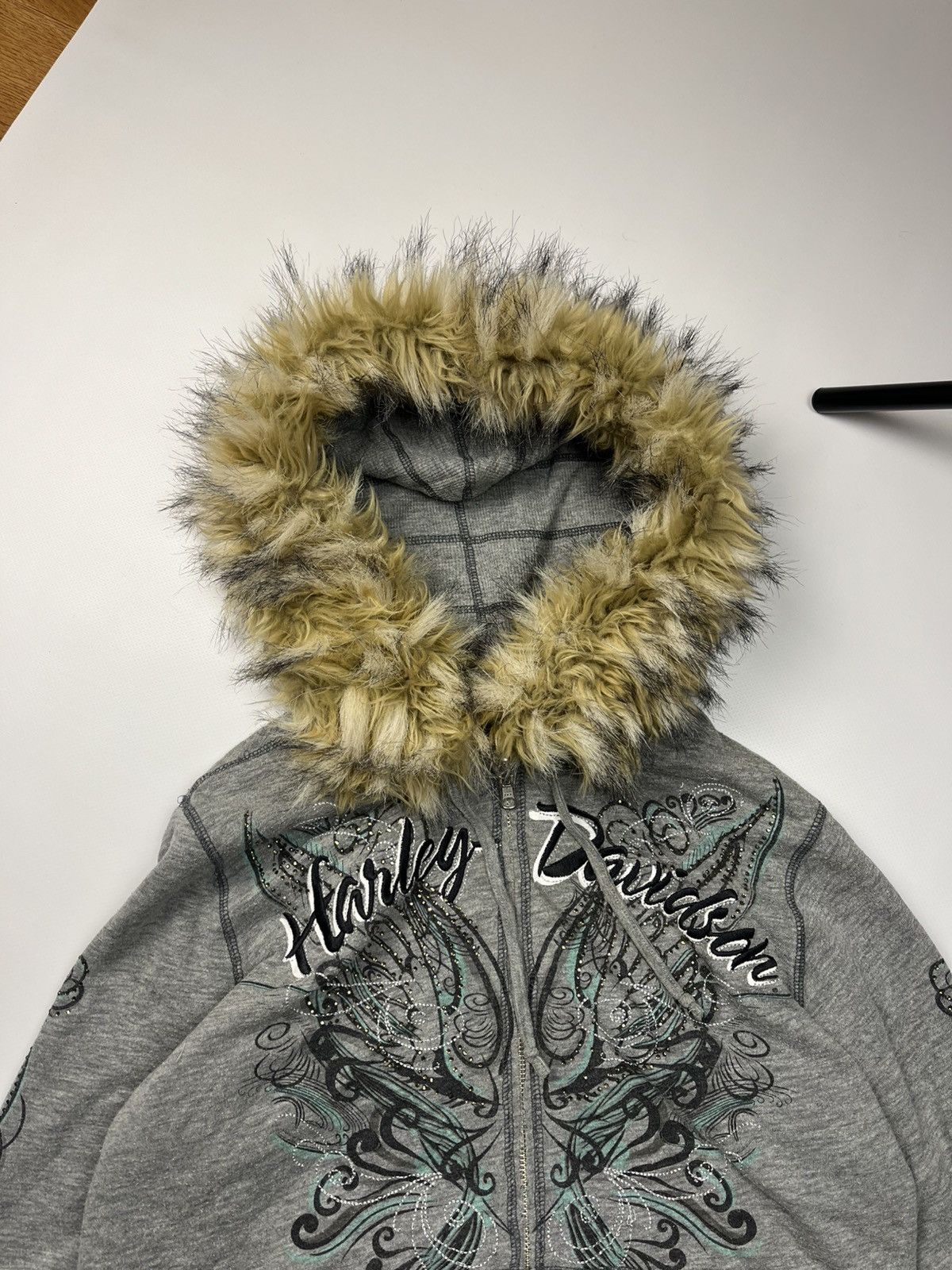 If Six Was Nine Reversible LGB Style Faux Fur Hoodie Harley Davidson Skulls Size US M / EU 48-50 / 2 - 4 Thumbnail