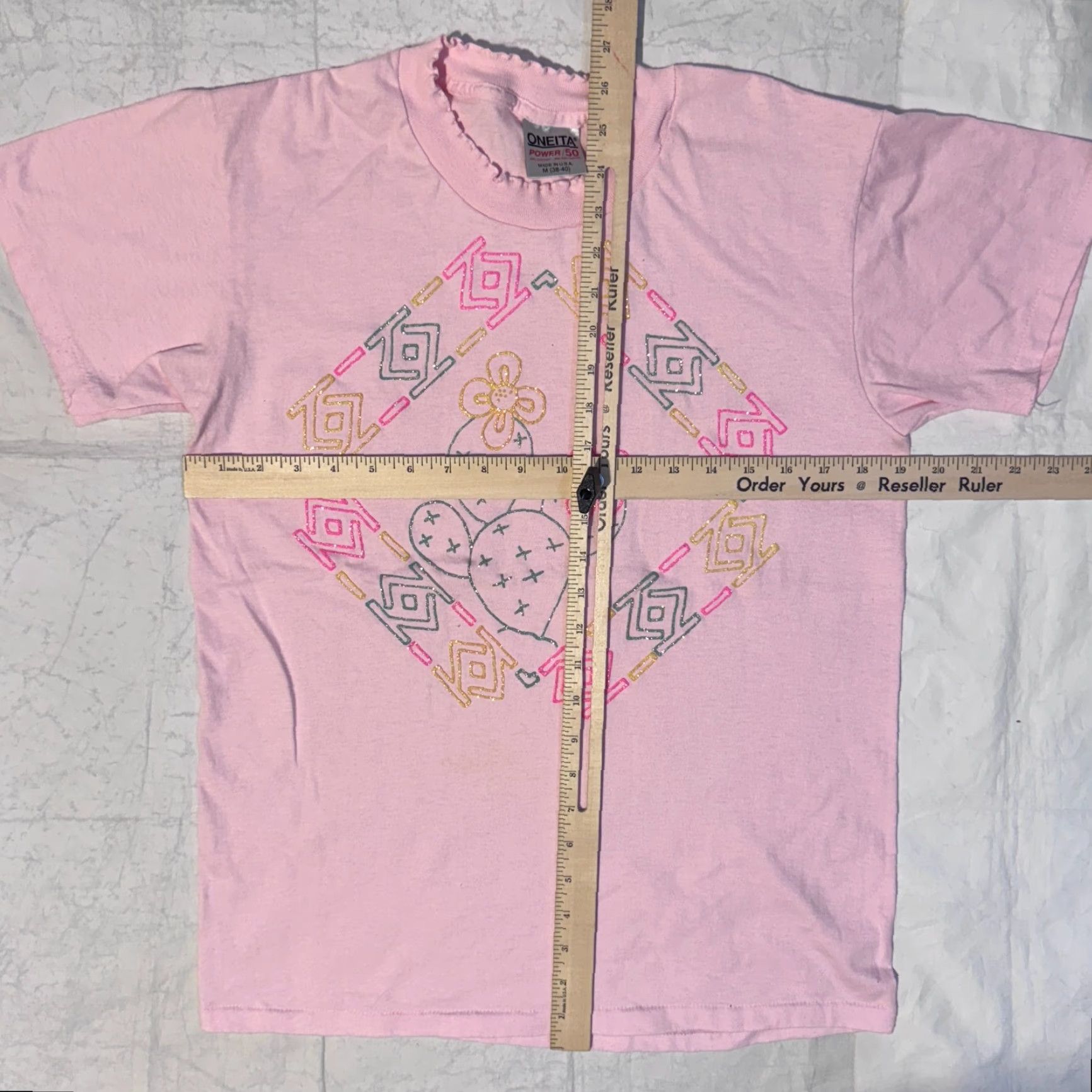 Vintage VINTAGE Oneita Tshirt Southwestern Cactus Glitter Logo Pink Single Stitch M Size M / US 6-8 / IT 42-44 - 6 Thumbnail