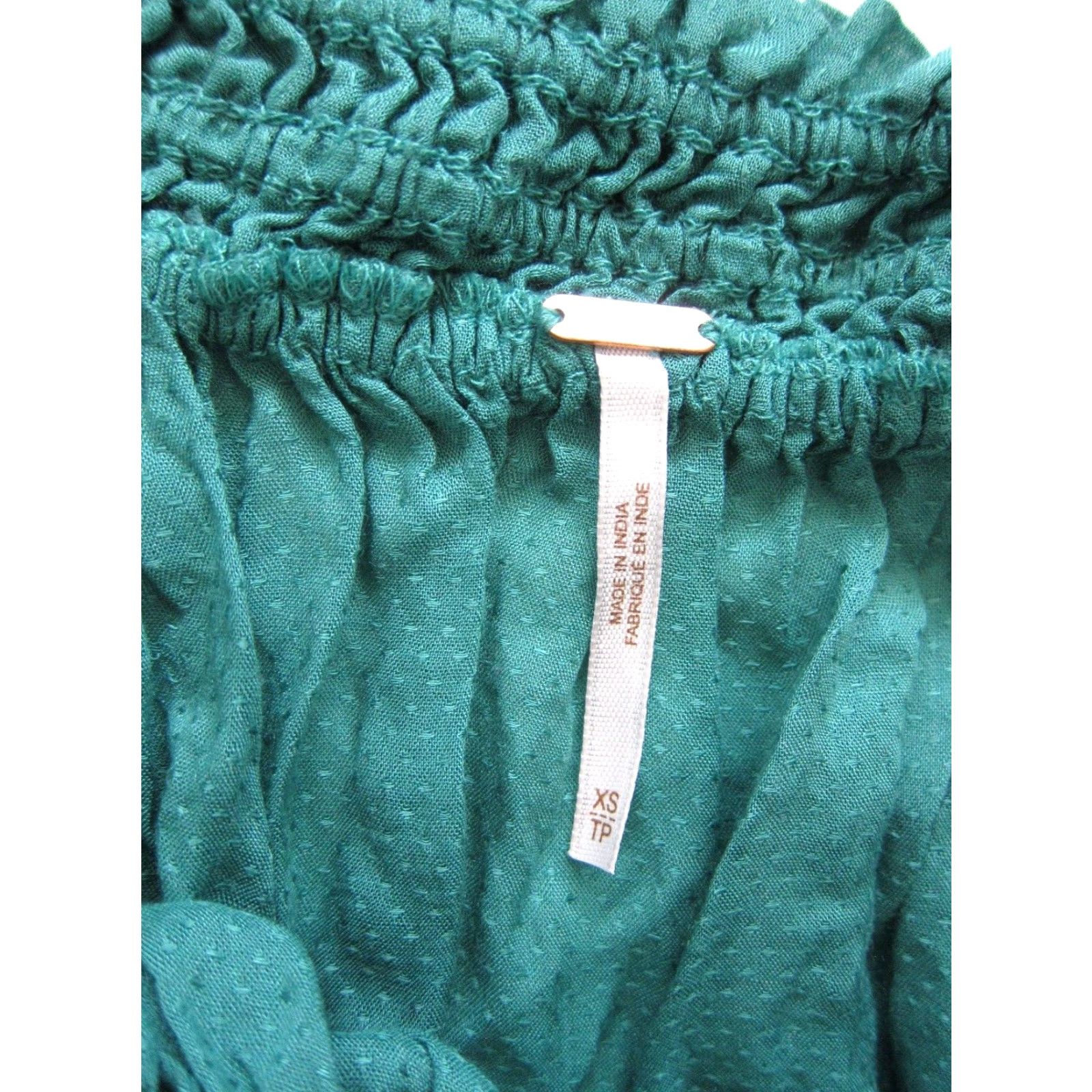 Free People Free People Blouse Shirt Green Off Shoulder Cropped XS Women's 3/4 Sleeve Flare Rayon Peasant 90s Decade Size XS / US 0-2 / IT 36-38 - 4 Thumbnail