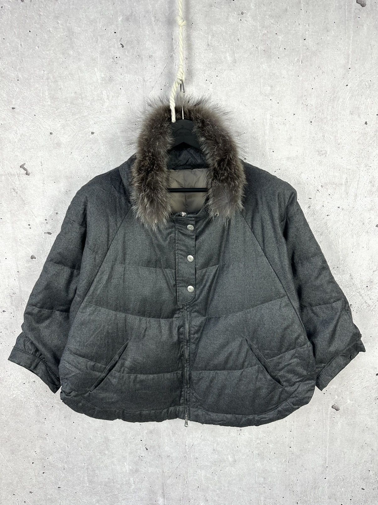 Brunello Cucinelli Brunello Cucinelli Wool Cashmere Blend Puffer Poncho Jacket Size XL / US 12-14 / IT 48-50 - 1 Thumbnail