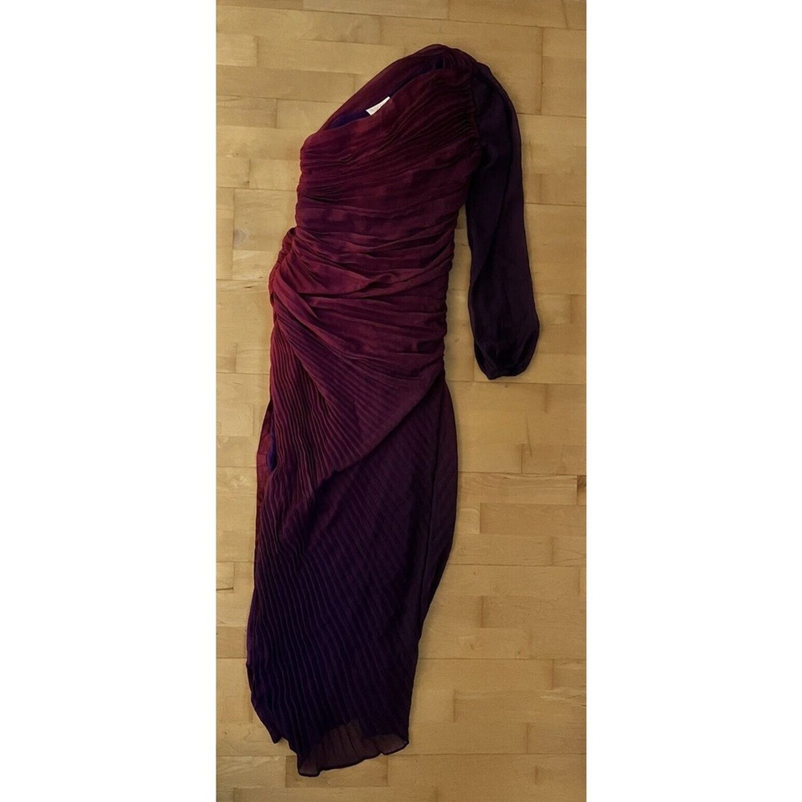 Rococo Sand ROCOCO SAND One Shoulder Purple Pleated Ombré Dress XS Size XS / US 0-2 / IT 36-38 - 3 Thumbnail