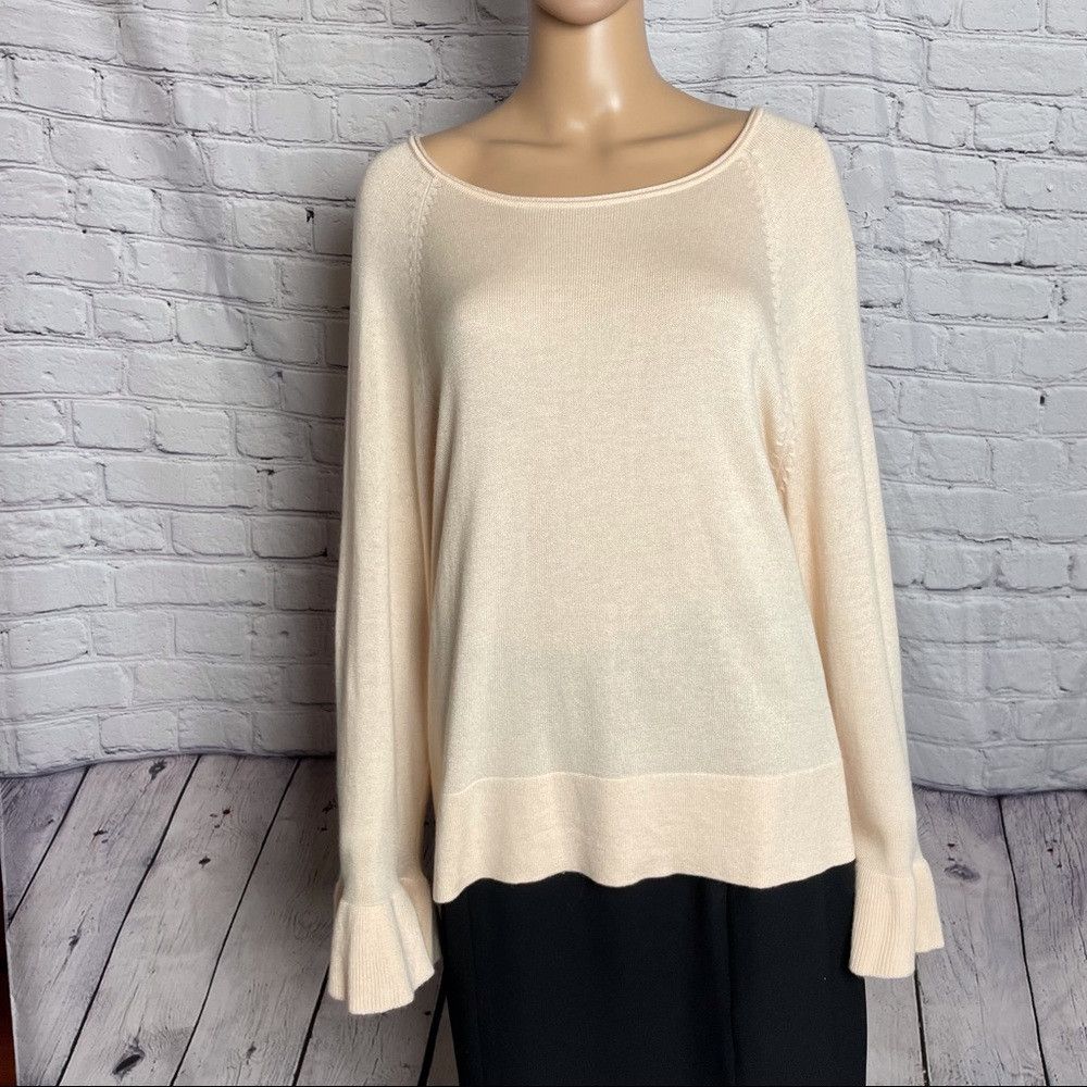 Splendid NWT New $128 Splendid Cashmere Blend Ruffle Sleeve Pullover Size L / US 10 / IT 46 - 3 Thumbnail