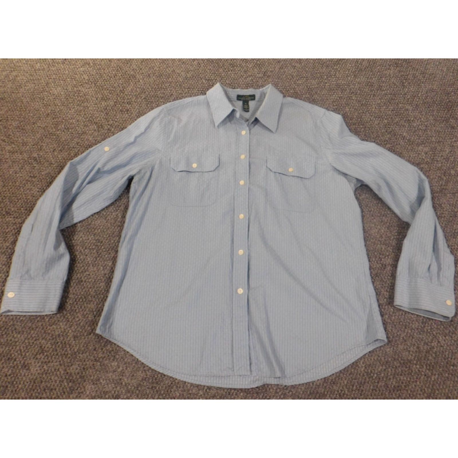 Ralph Lauren Lauren Ralph Lauren Shirt Mens XL blue striped geometric Button-Up Collar-Down Casual Knit Cotton | Button Size US XL / EU 56 / 4 - 2 Thumbnail