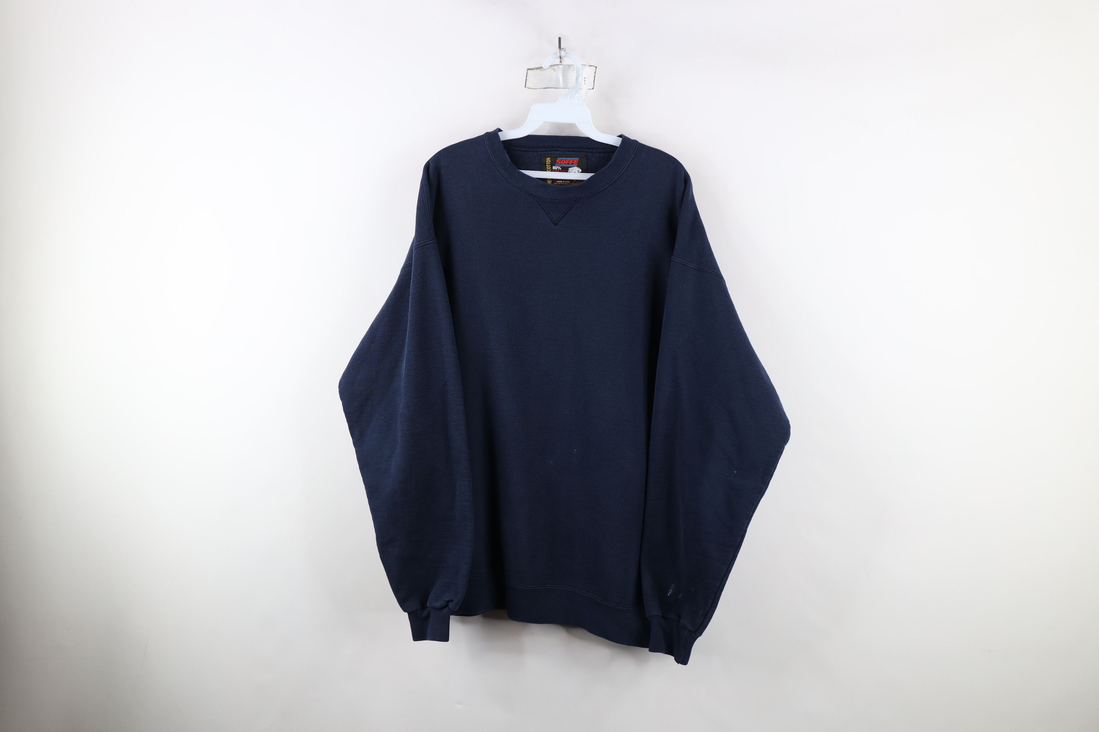 Vintage Vintage 90s Streetwear Crewneck Sweatshirt Navy Blue USA Size US XL / EU 56 / 4 - 1 Thumbnail