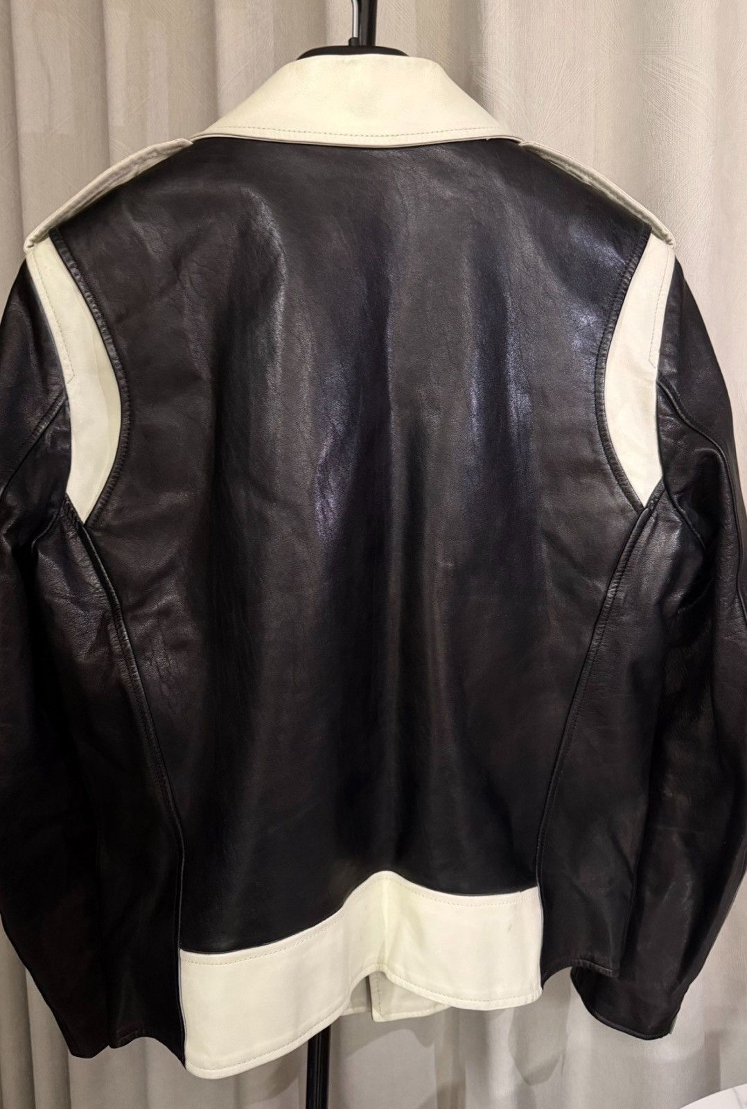 Saint Laurent Paris Saint Laurent 14FW Black & White Cowhide Motorcycle Jacket Size US L / EU 52-54 / 3 - 2 Thumbnail