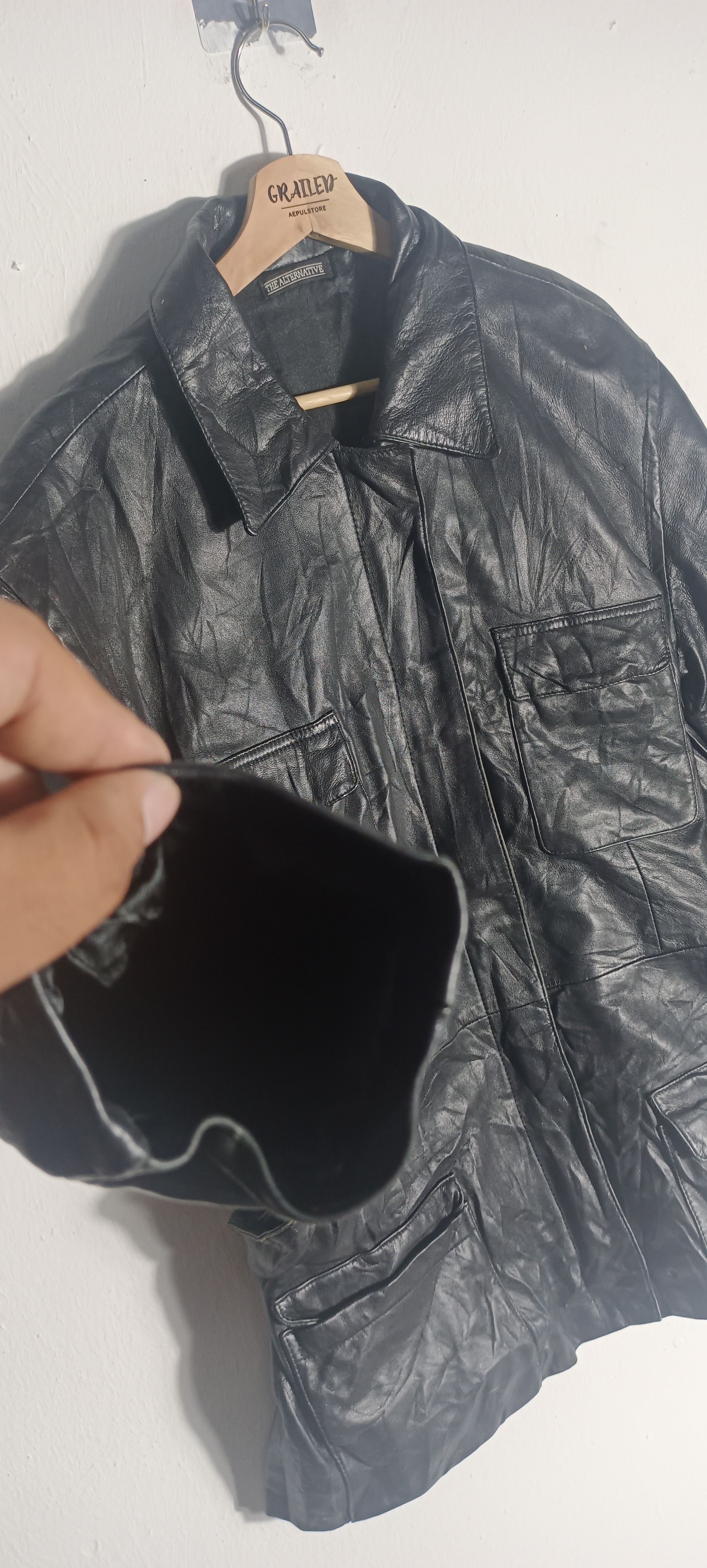 Vintage Vintage Genuine Black Leather TheAlternative Size US L / EU 52-54 / 3 - 6 Thumbnail