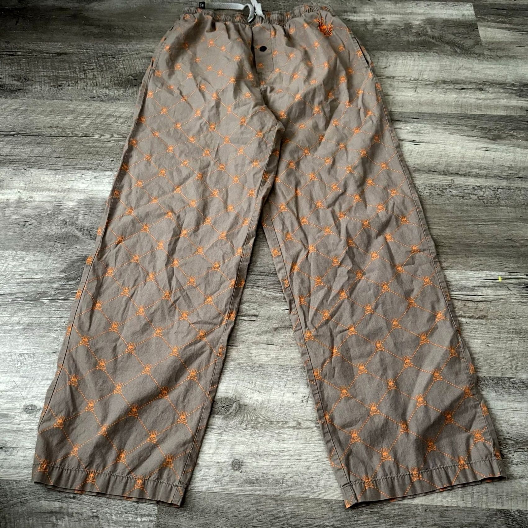 Psycho Bunny Psycho Bunny Pajama Pants Mens Medium Gray All Over Bunny Print Drawstring Pockets Elastic Waist Size US 31 - 7 Thumbnail