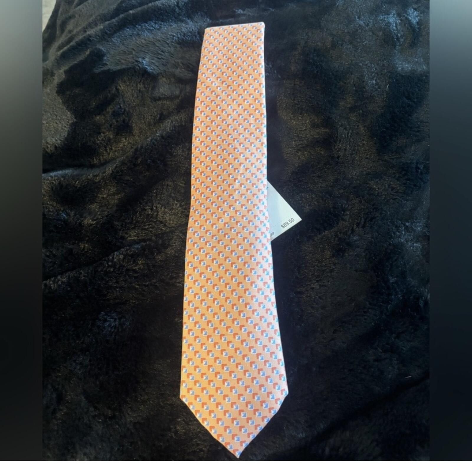 Michael Kors (Michael Kors) Orange and White Textured Tie Size ONE SIZE - 1 Thumbnail