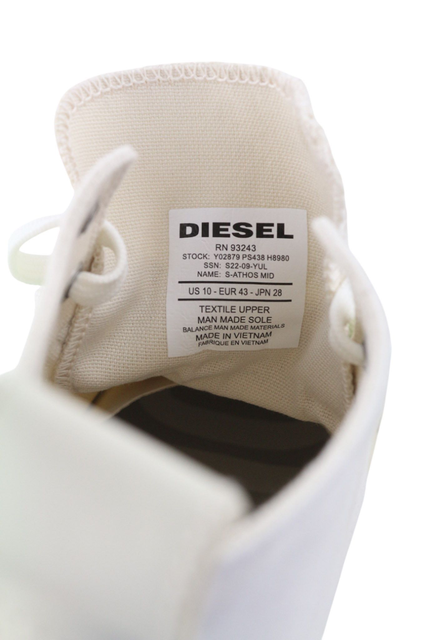 Diesel A-ATHOS MID UK9 White High Top Lace Up 81711 Size US 10 / EU 43 - 10 Thumbnail