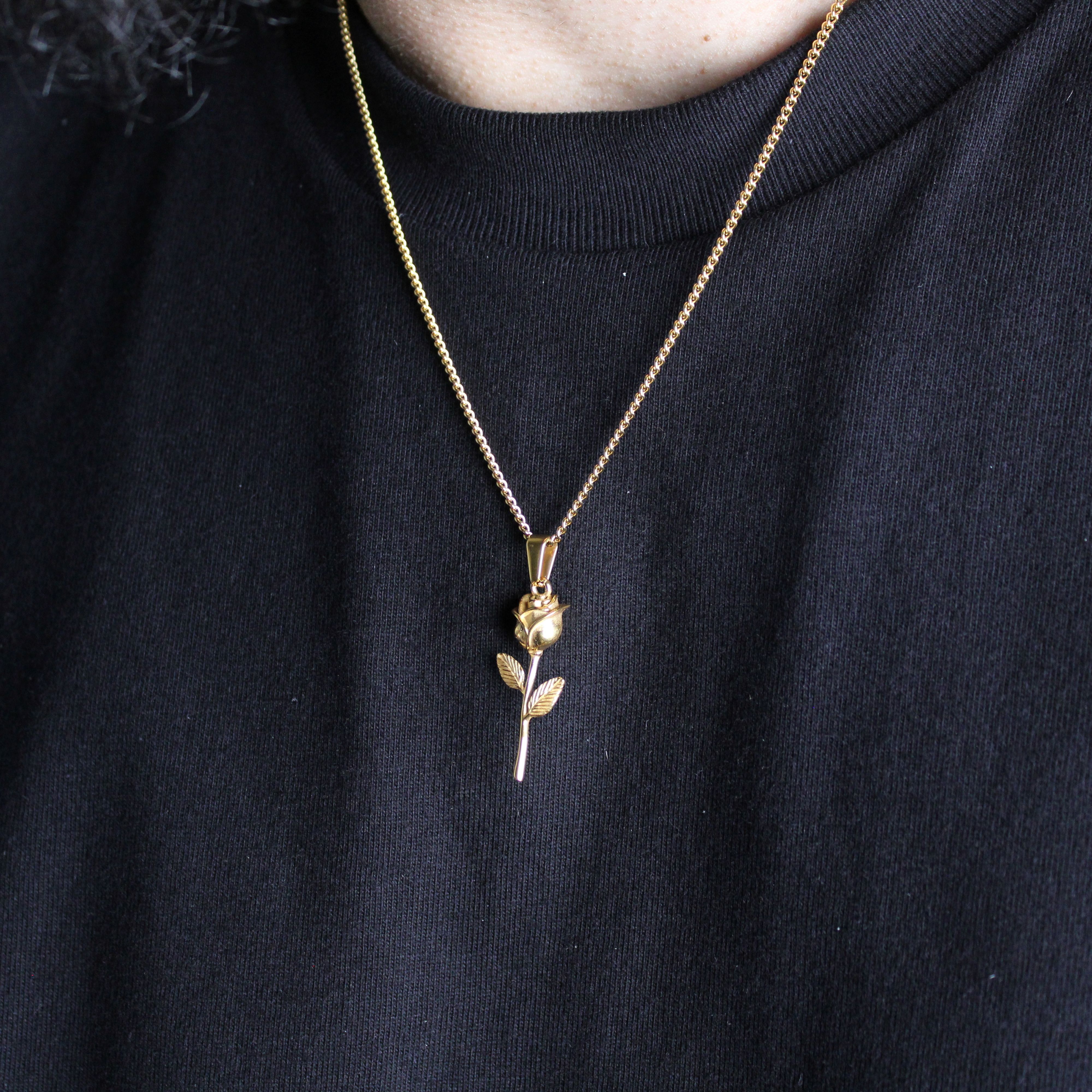 Jewelry Gold Rose Pendant Chain Necklace Size ONE SIZE - 3 Thumbnail