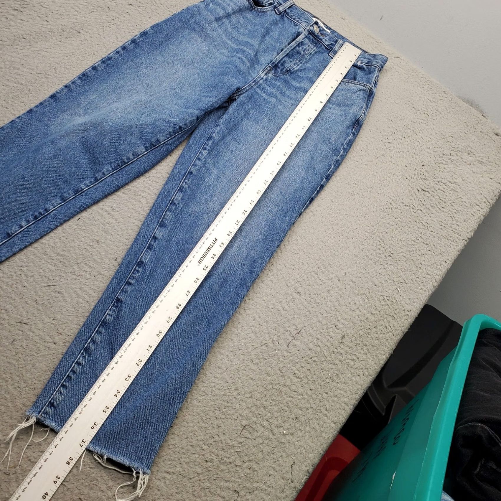 Pacsun PacSun Jeans Womens 27 Blue Denim Frayed Hem High Rise Straight Leg Button Fly Shirt? Size 27" / US 4 / IT 40 - 4 Thumbnail