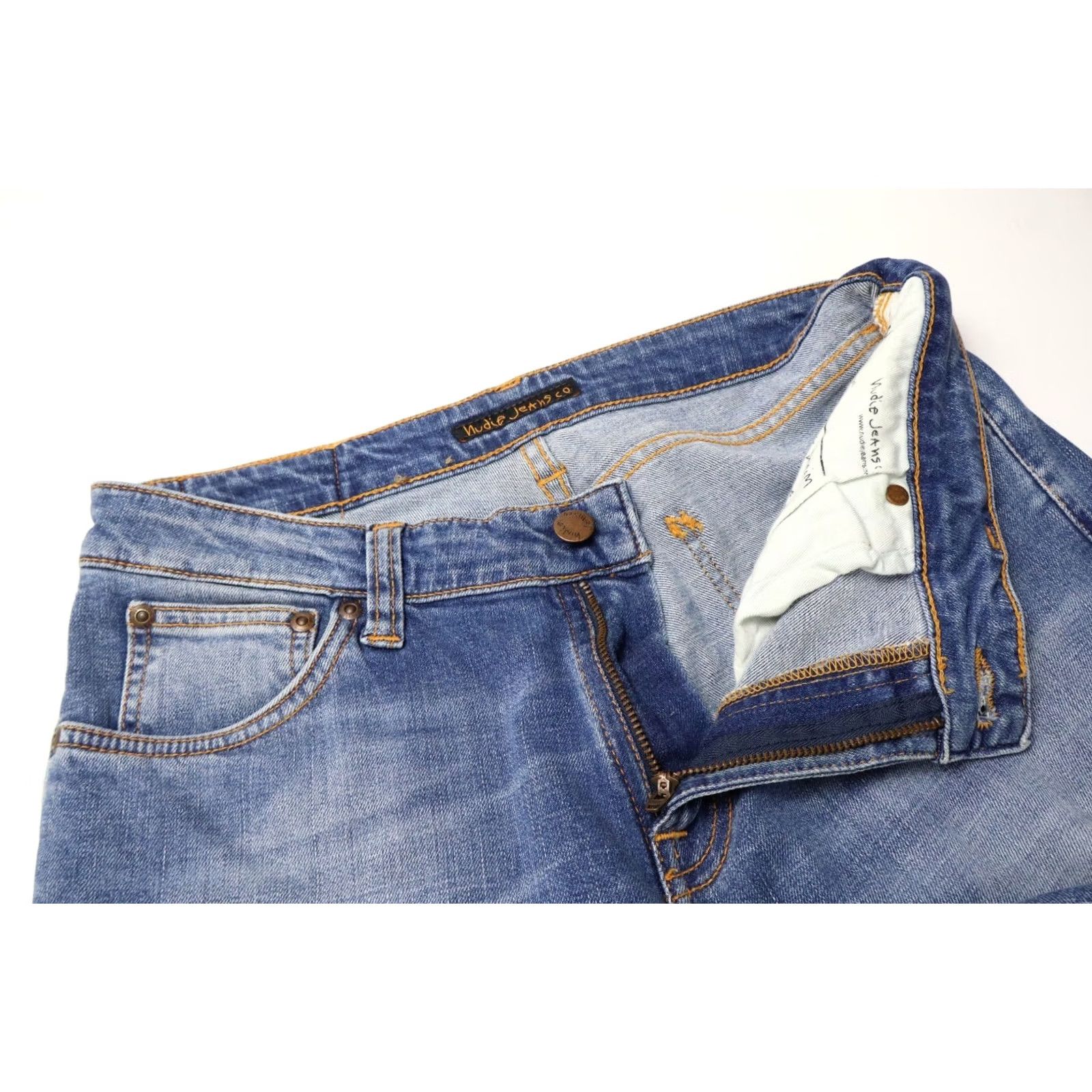 Vintage NUDIE Jeans Skinny Lin Slowly Worn Men's W31/L30 Whiskers Stretch Zip Fly Size US 31 - 4 Thumbnail
