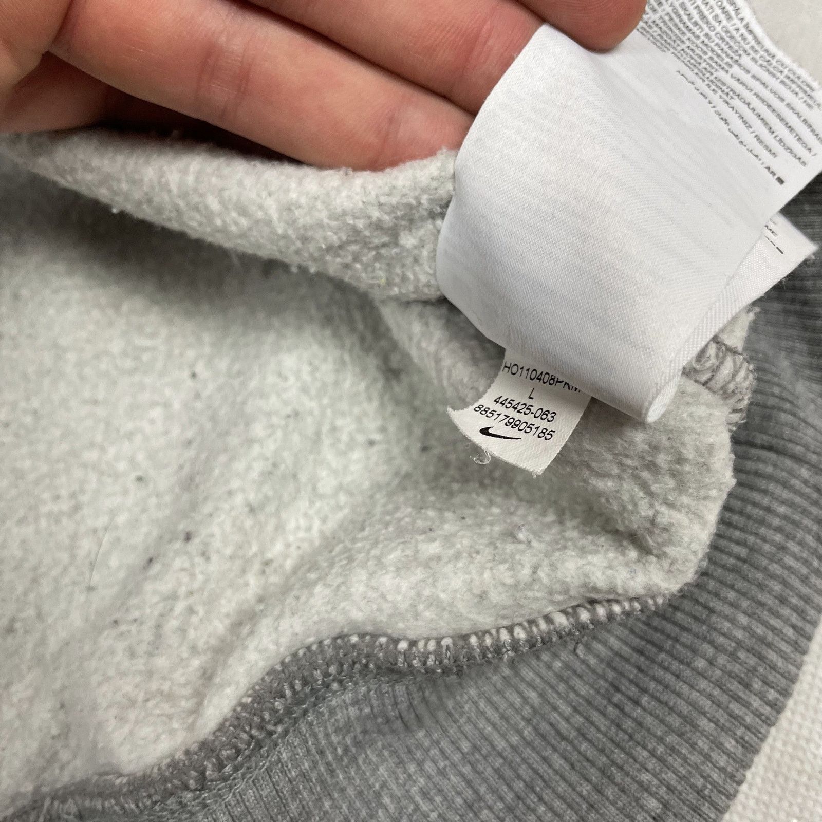 Nike × Vintage Vintage Nike Men Gray Spellout Lined Fleece Sweatshirt Large Size US L / EU 52-54 / 3 - 10 Thumbnail