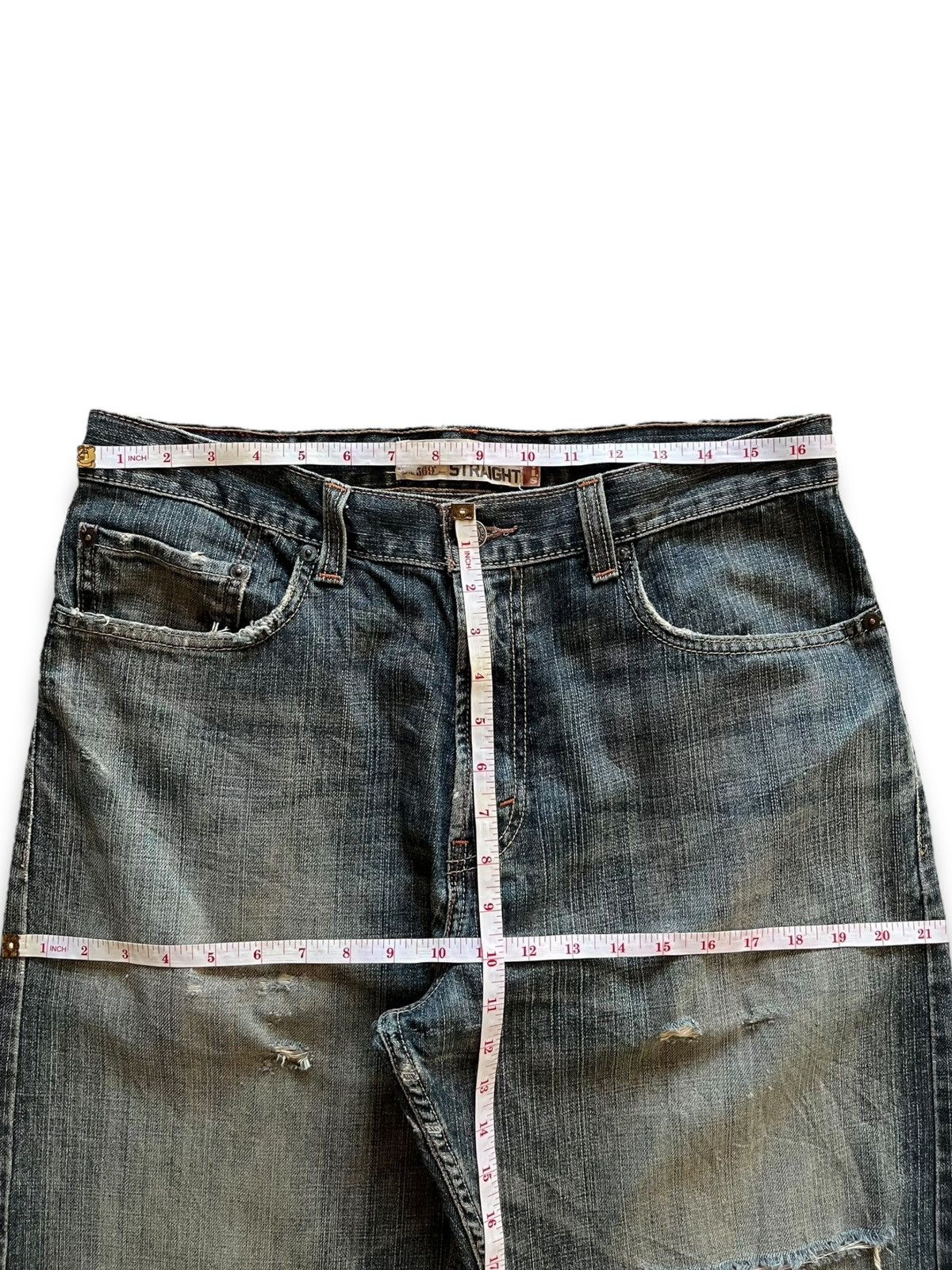 Levi's Vintage 80s Levis 569 Blue Wash Distressed Baggy Jeans 34x30 Size US 34 / EU 50 - 10 Thumbnail