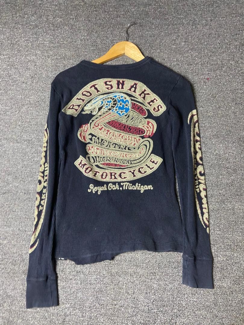Japanese Brand RiotSnakes Motorcycle Waffle Knit Pullover Shirt (178) Size US S / EU 44-46 / 1 - 2 Thumbnail