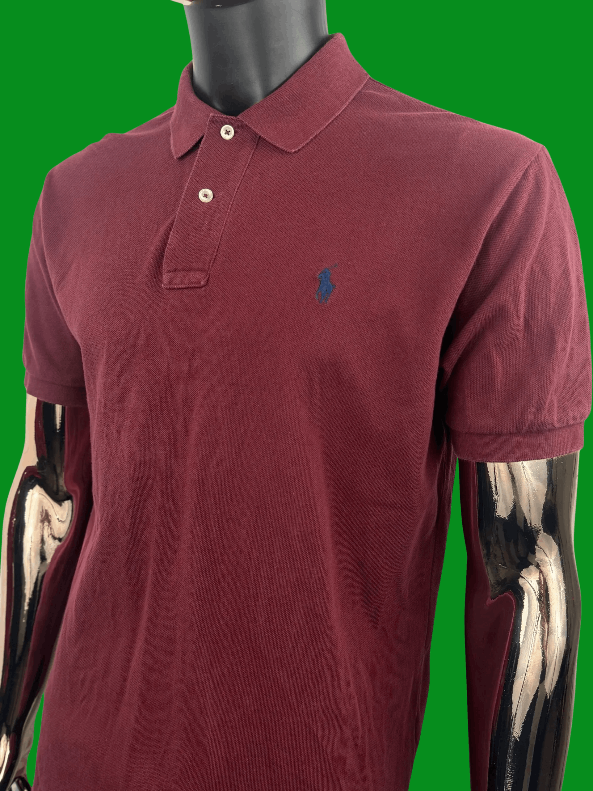Polo Ralph Lauren VTG Polo Ralph Lauren Maroon Mesh Polo Shirt Navy Pony Logo Size US M / EU 48-50 / 2 - 1 Thumbnail