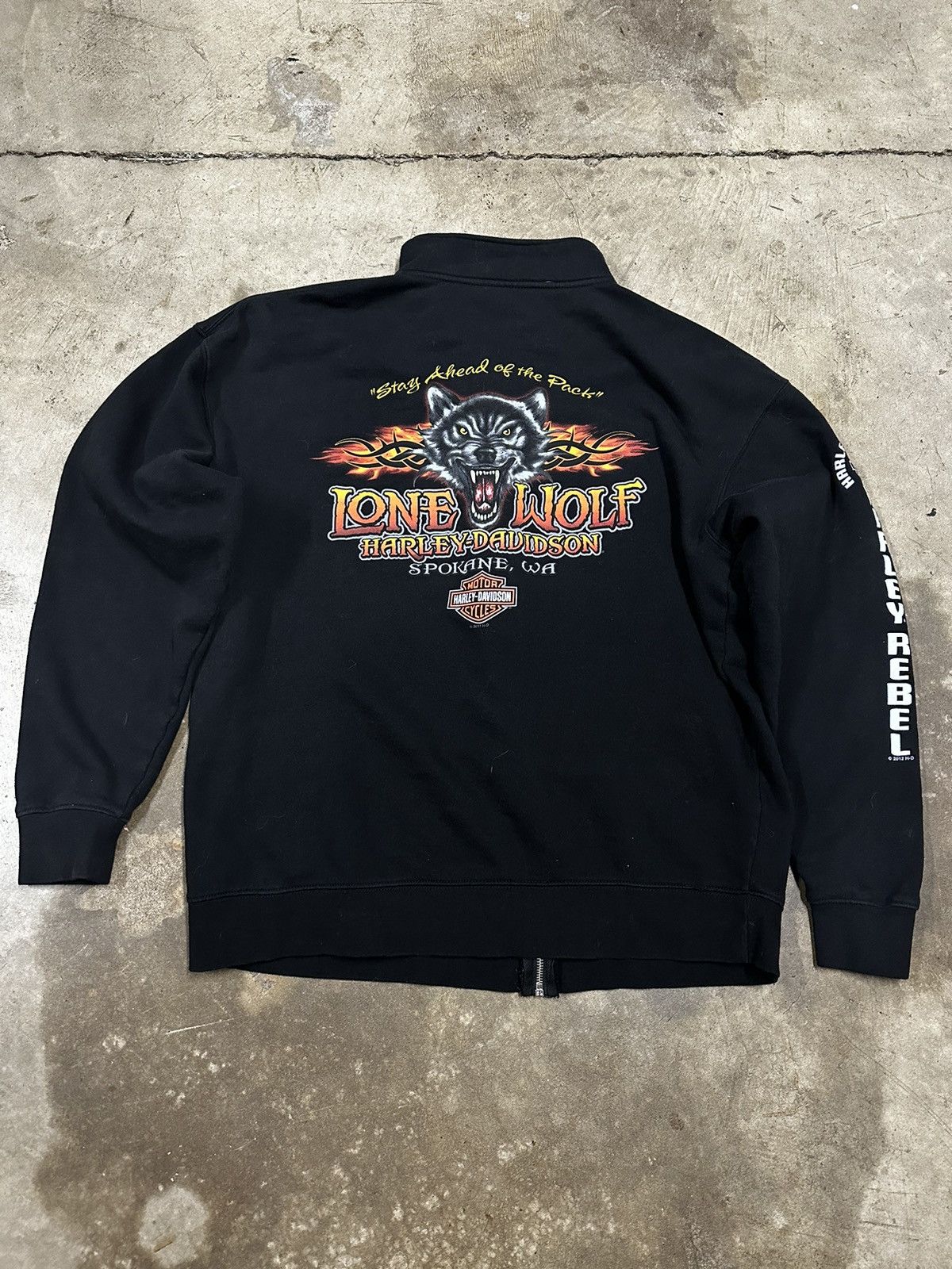 image of 90’S Harley Davidson Wolf Sweater in Black, Men's (Size Large)