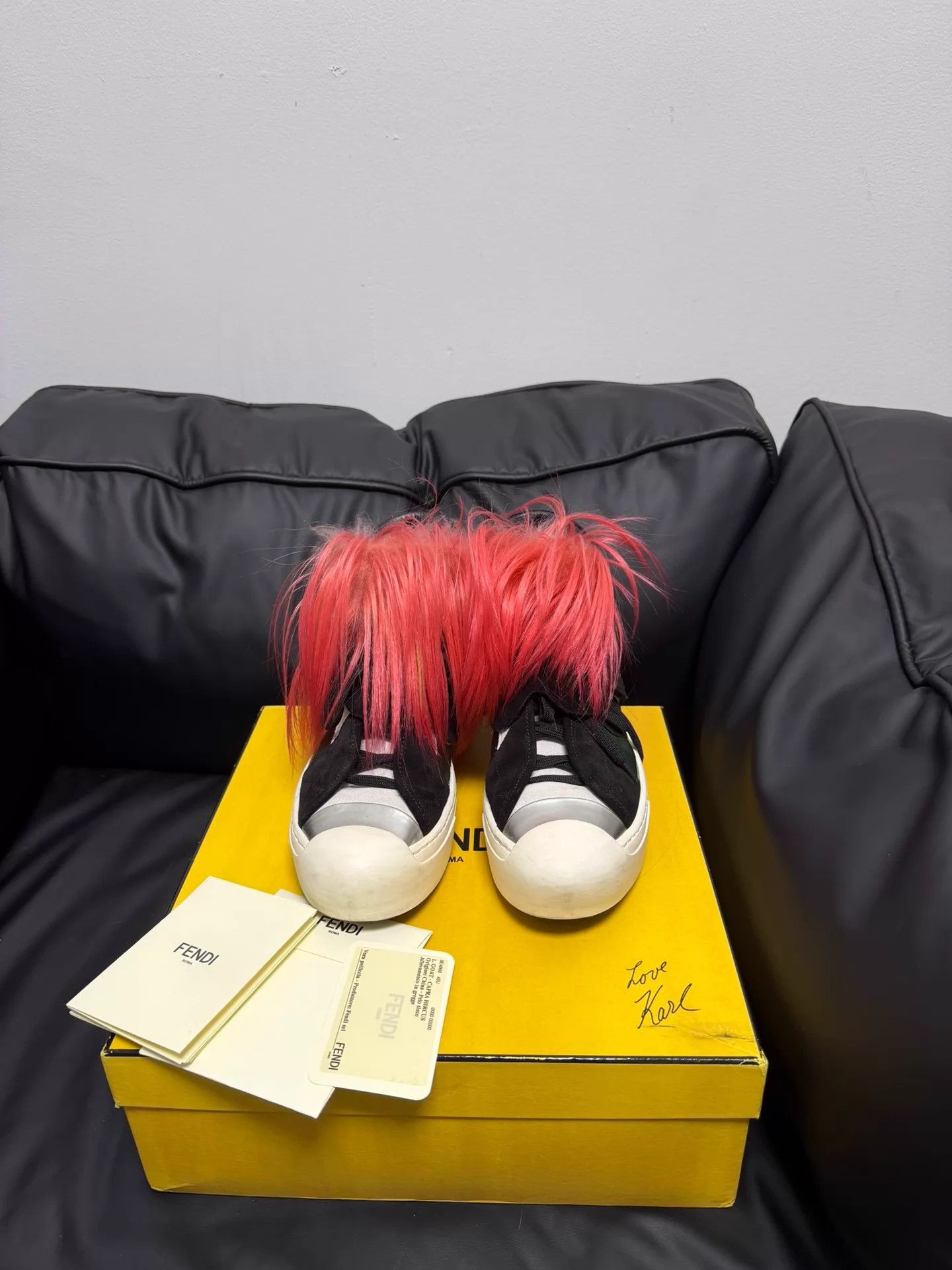 Fendi Fendi Karl Lagerfeld Pink Fur Sneakers Men 41 Unique Size US 8 / EU 41 - 3 Thumbnail
