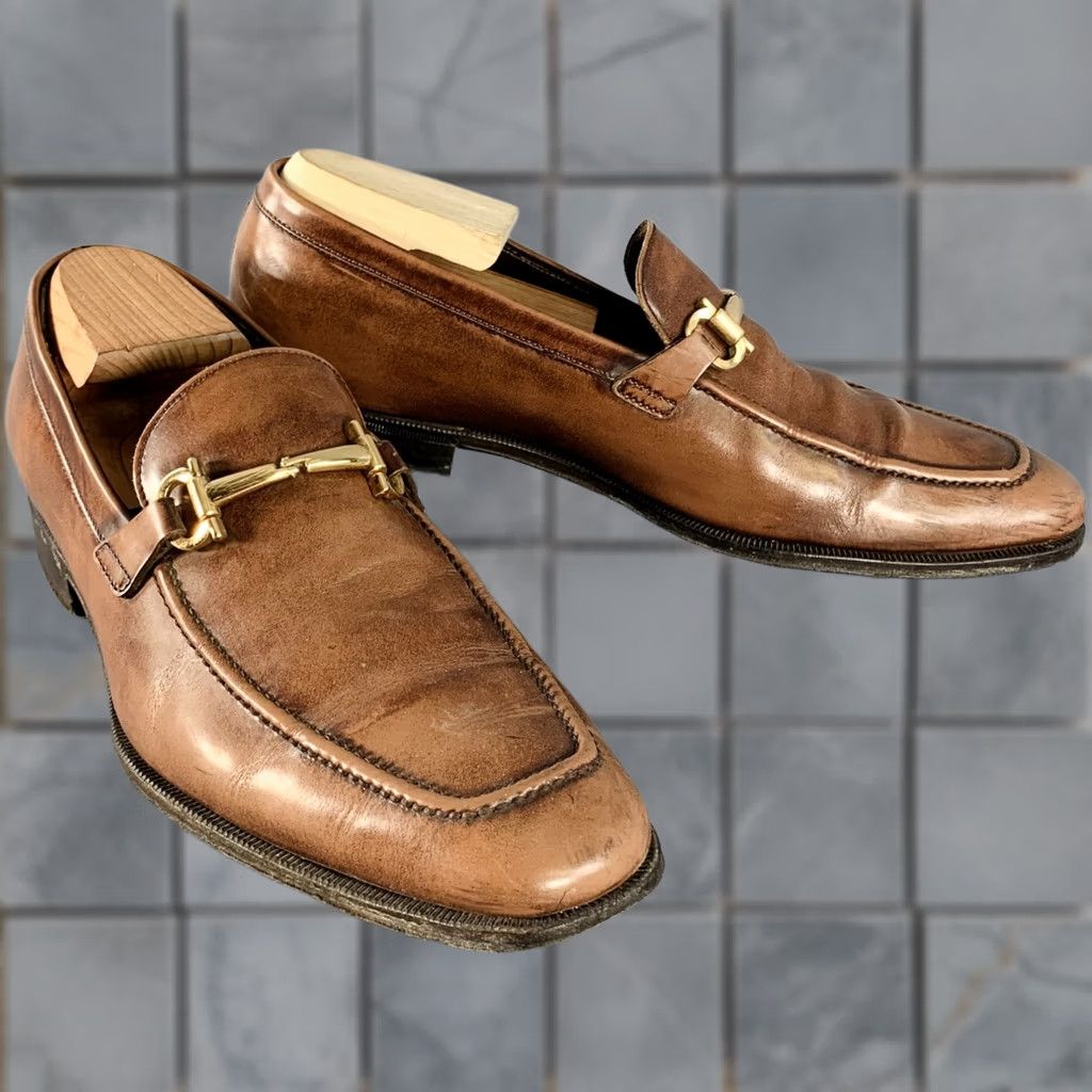 Salvatore Ferragamo SALVATORE FERRAGAMO Horsebit Loafers Brown Leather Gold Size 7 Size US 7 / EU 40 - 1 Thumbnail