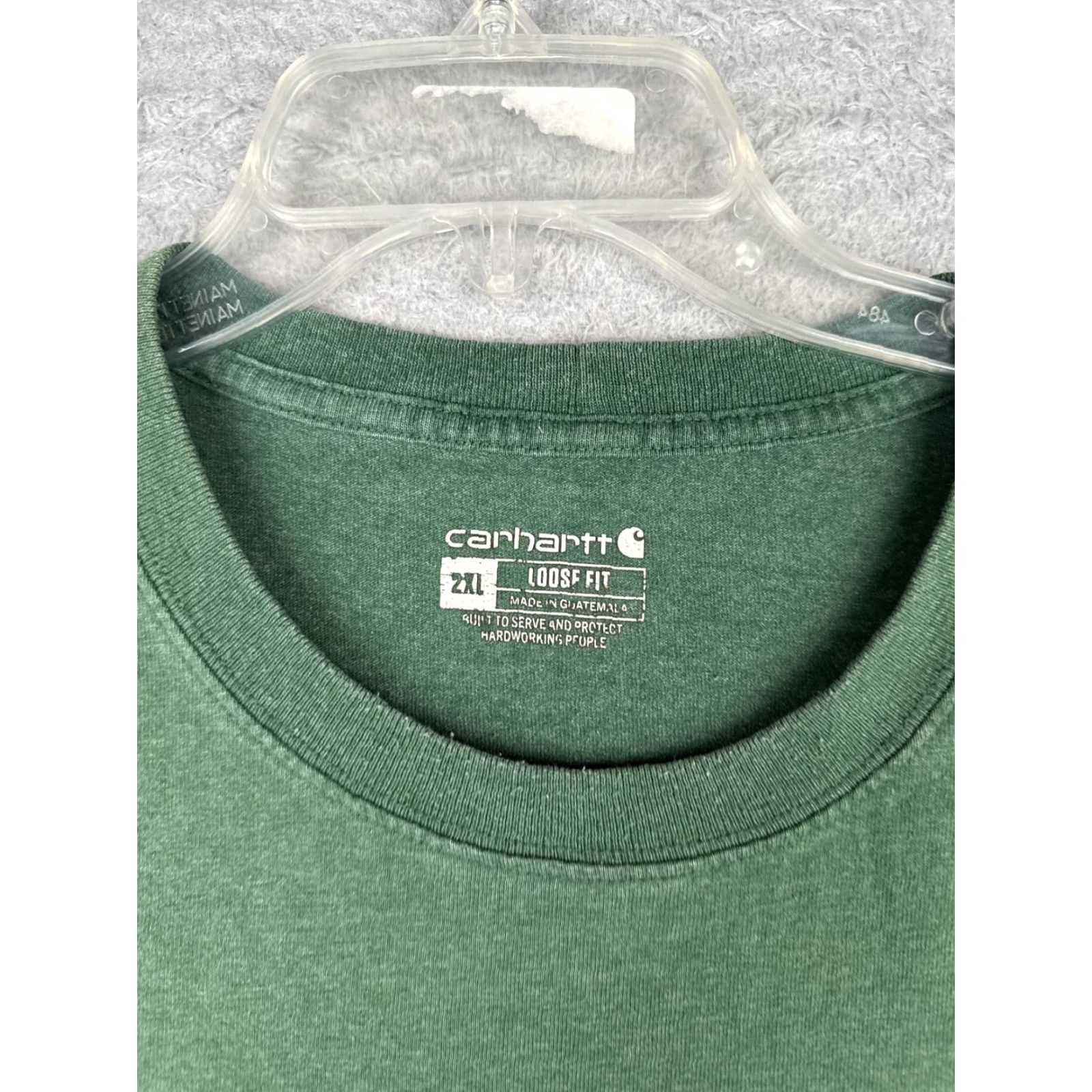 Carhartt Carhartt Mens 2XL Green Crew Neck Short Sleeve Pocket T-Shirt Workwear Tagless Logo - 2XL Size US XXL / EU 58 / 5 - 7 Thumbnail