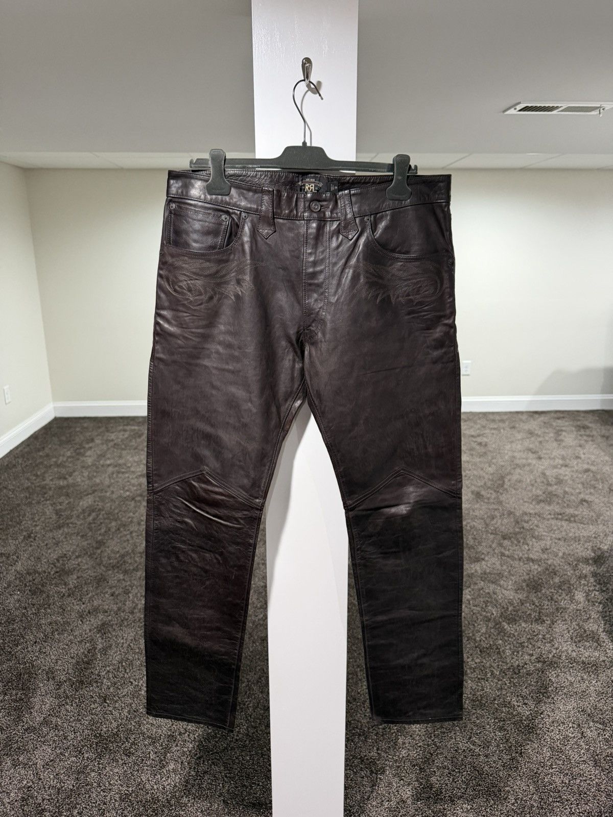 RRL Ralph Lauren Double RRL Ralph Lauren Western Brown Horse Leather Pants Size US 36 / EU 52 - 5 Thumbnail