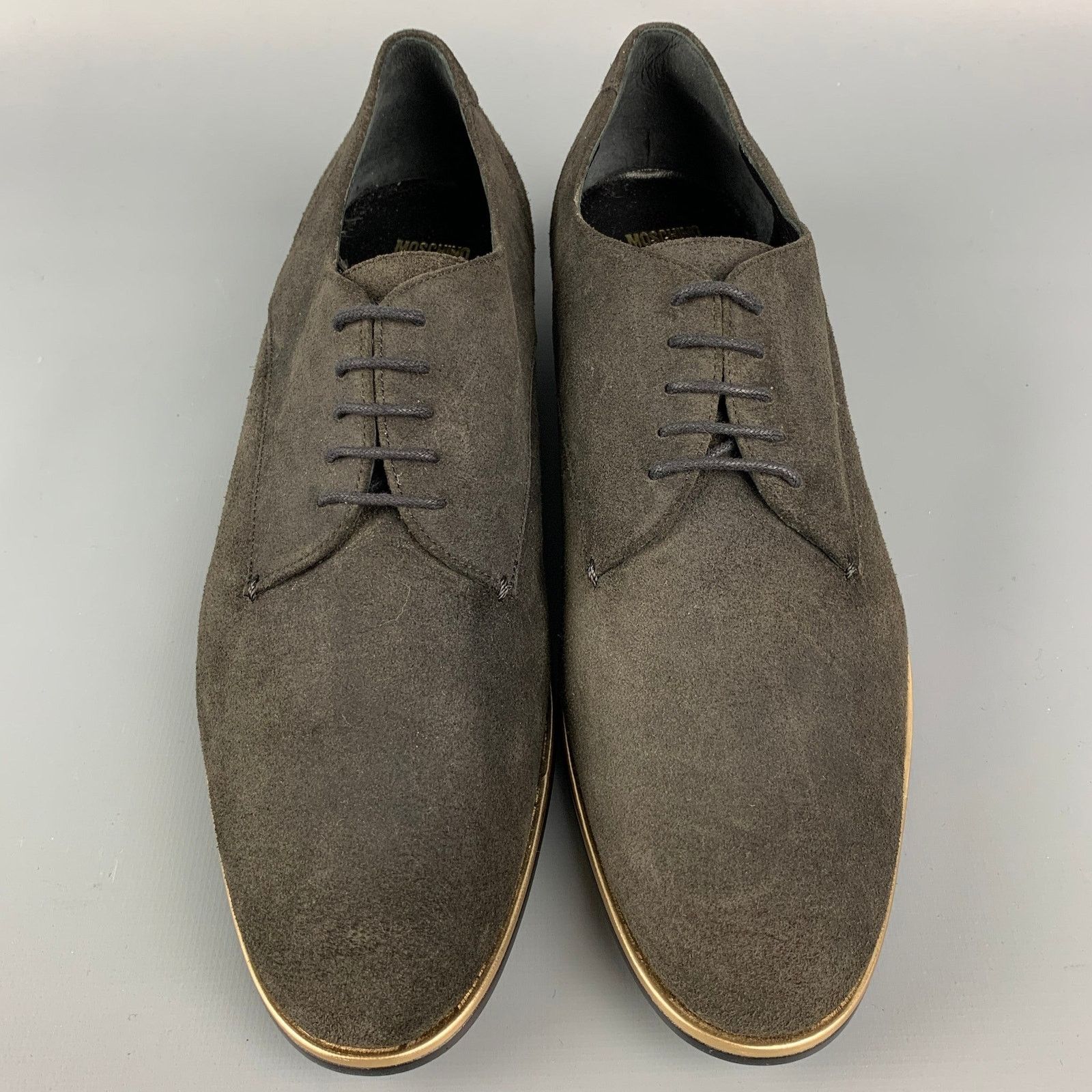 Moschino MOSCHINO Size 9.5 Brown Suede Gold Trim Laces Size US 9.5 / IT 39.5 - 4 Thumbnail
