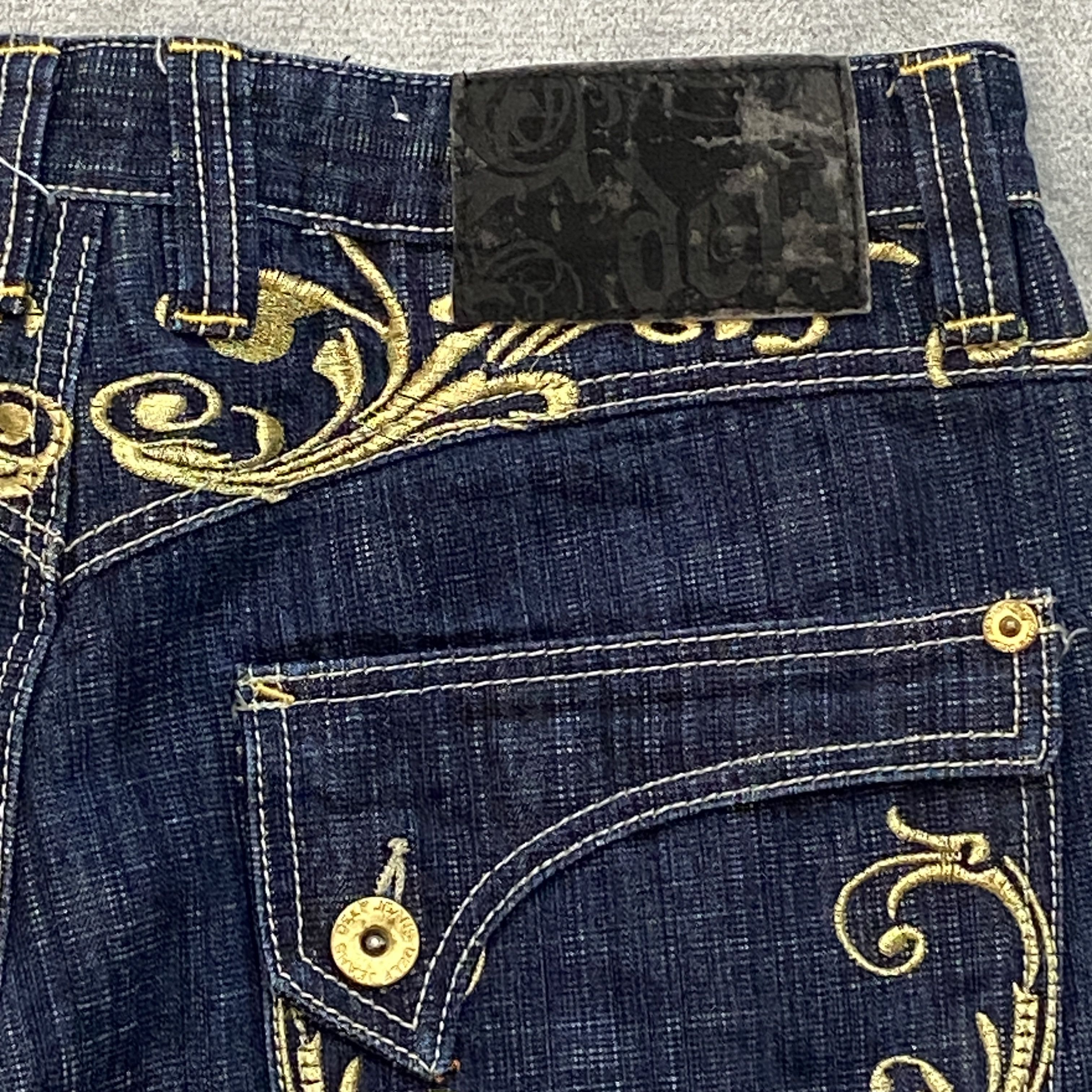 Imperious × Vintage Y2K DELF Men 34x30 (32x27) Blue BULLETS & BRASS KNUCKLES Size US 34 / EU 50 - 12 Thumbnail