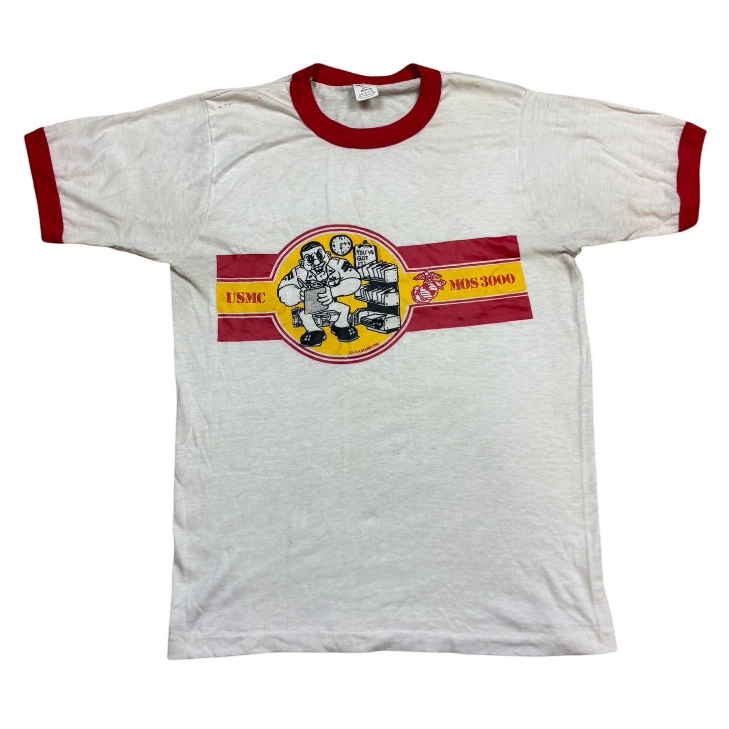 Vintage Vintage 80s USMC MOS 3000 Marines Ringer Tee Shirt Men's M Size US M / EU 48-50 / 2 - 1 Thumbnail