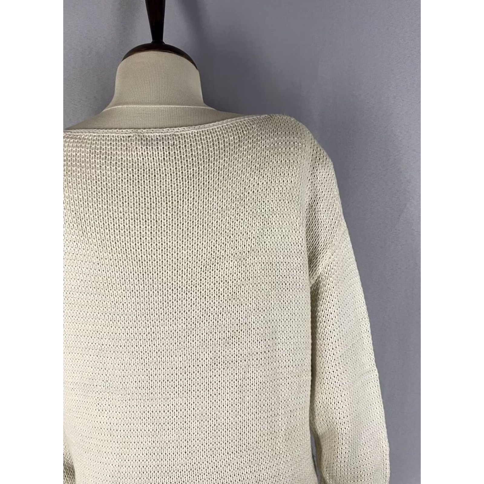 Ralph Lauren Ralph Lauren Womens Knit Sweater Size M Beige Cotton Scoop Neck Long Sleeve Regular Pullover Size M / US 6-8 / IT 42-44 - 5 Thumbnail