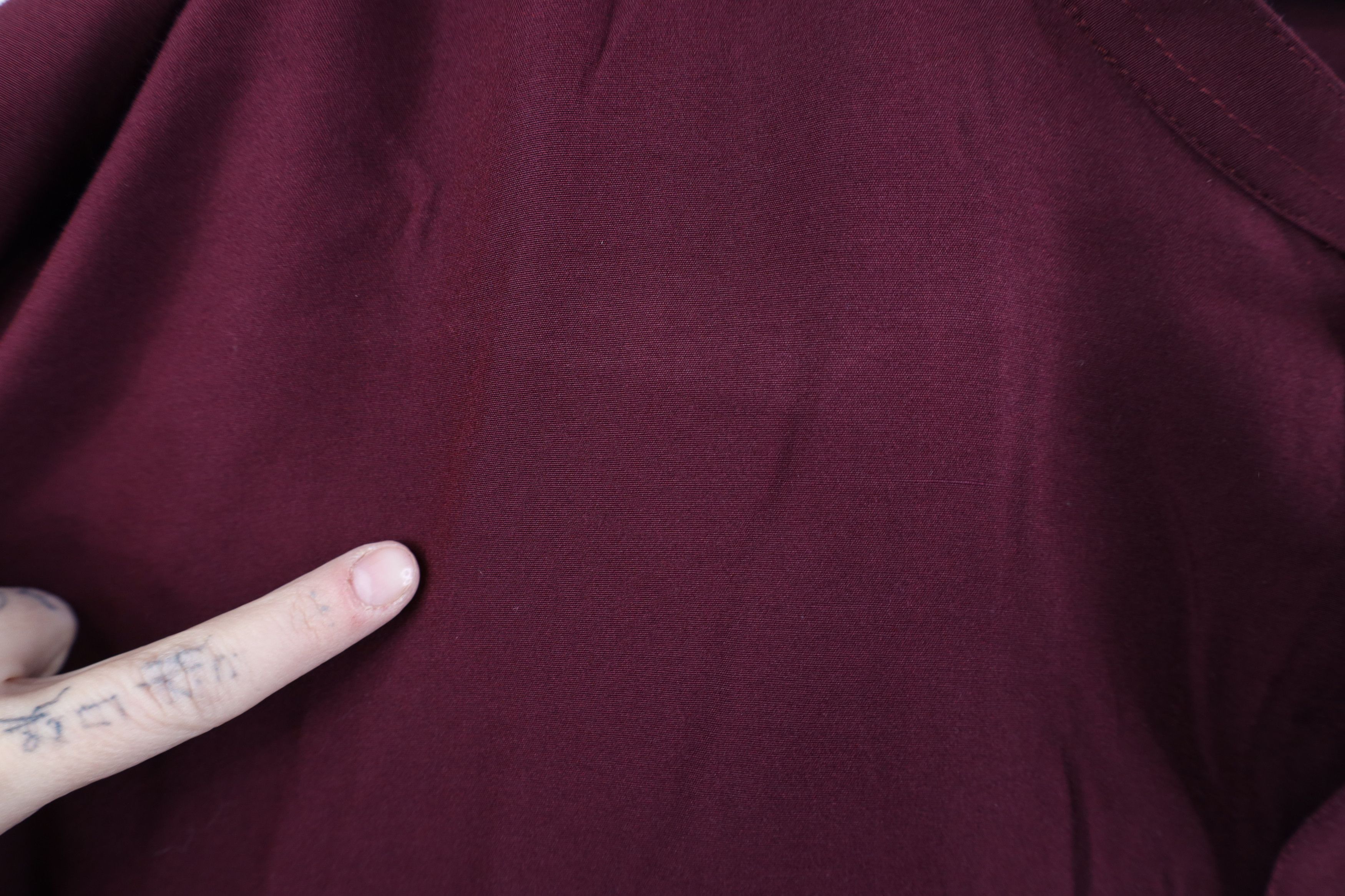 Vintage 90s Streetwear Gabardine Band Collar Button Shirt