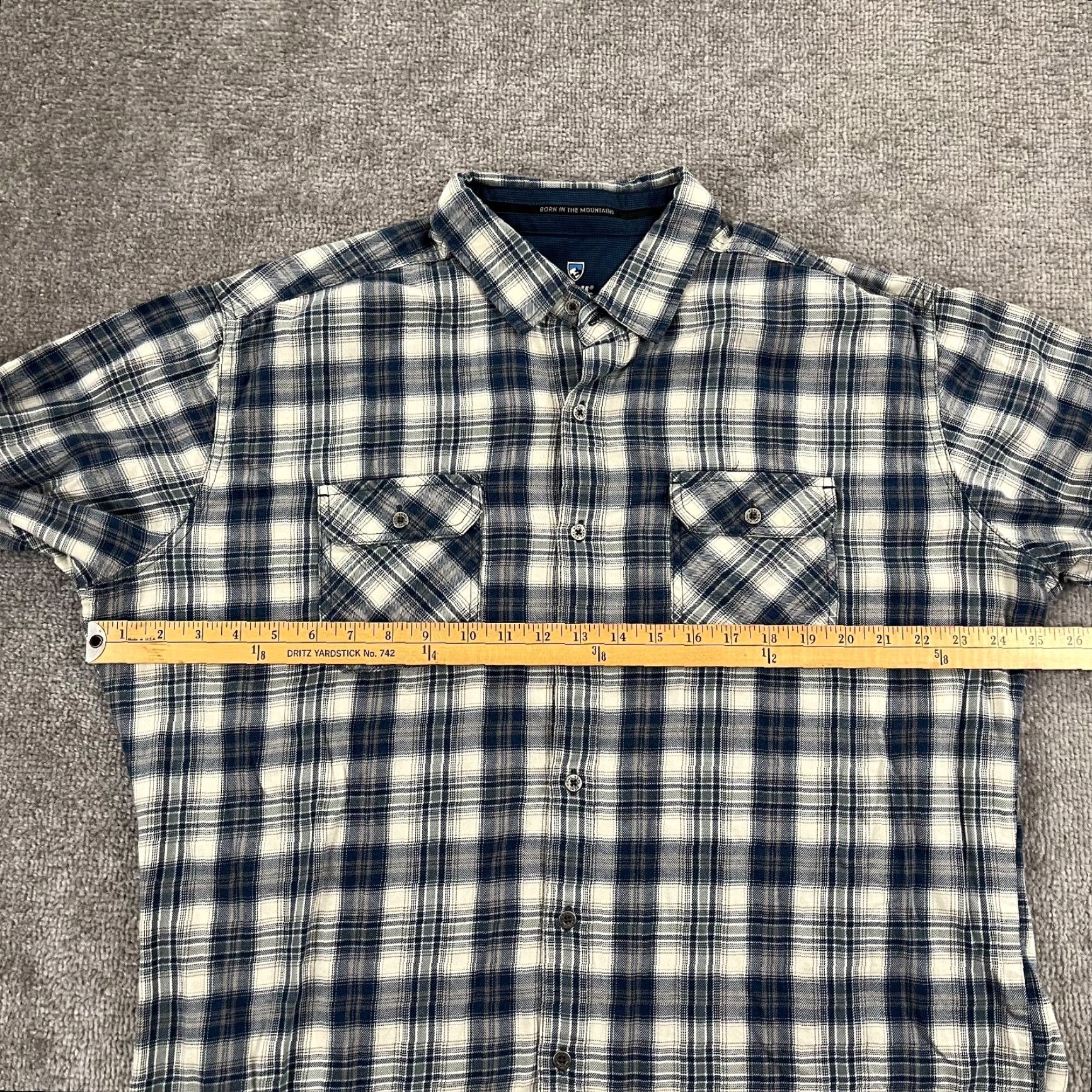Vintage KUHL Shirt Mens Extra Large Blue Gray Plaid Flannel Button Up Long Sleeve Hike Size US XL / EU 56 / 4 - 5 Thumbnail
