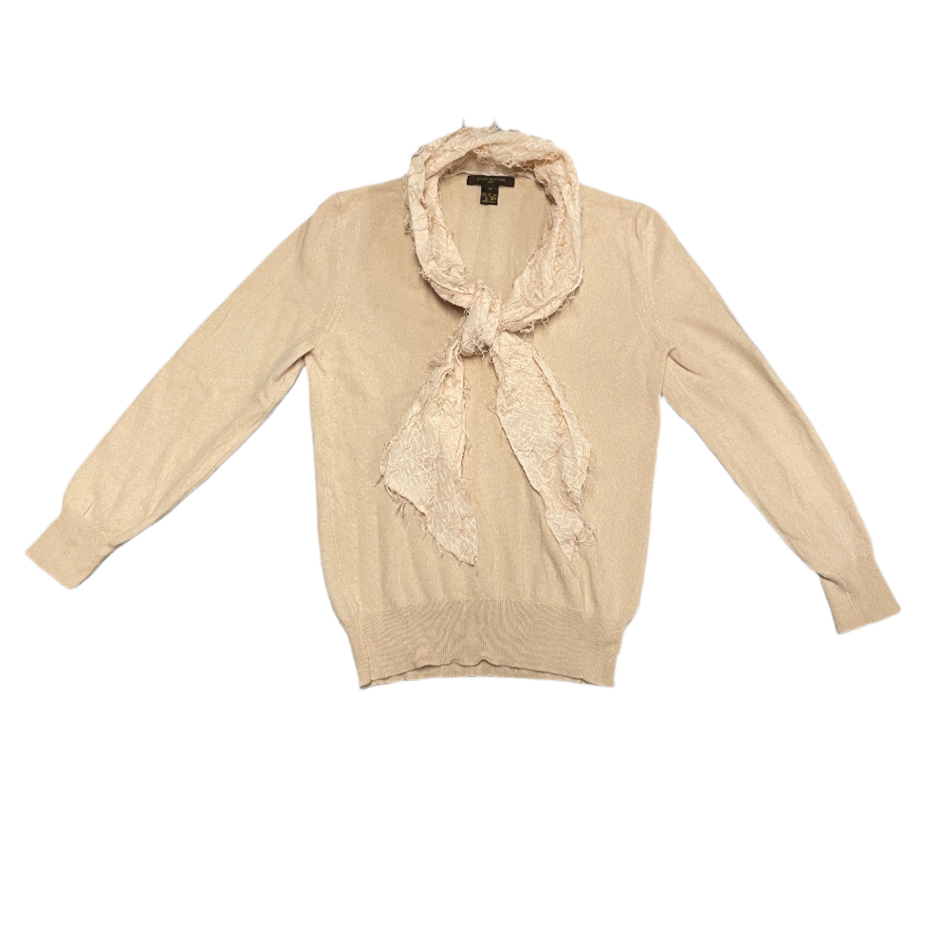 Louis Vuitton Vintage Designer Louis Vuitton Cashmere Sweater With Detachable Scarf Accent Made In Italy Size S / US 4 / IT 40 - 1 Thumbnail