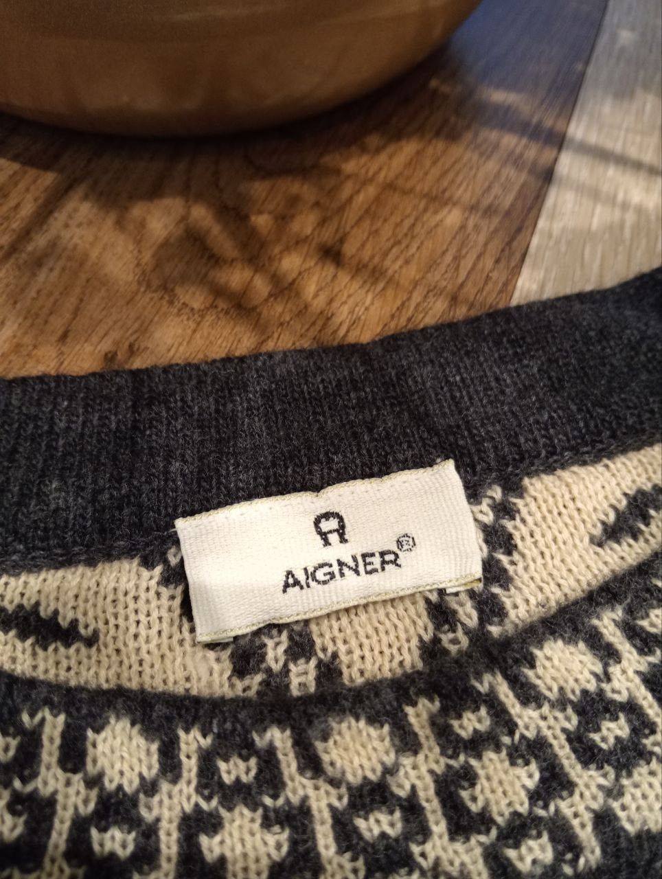 Aigner VINTAGE AIGNER KNITTED SWEATER - SIZE S DARK GREY Size US S / EU 44-46 / 1 - 6 Thumbnail