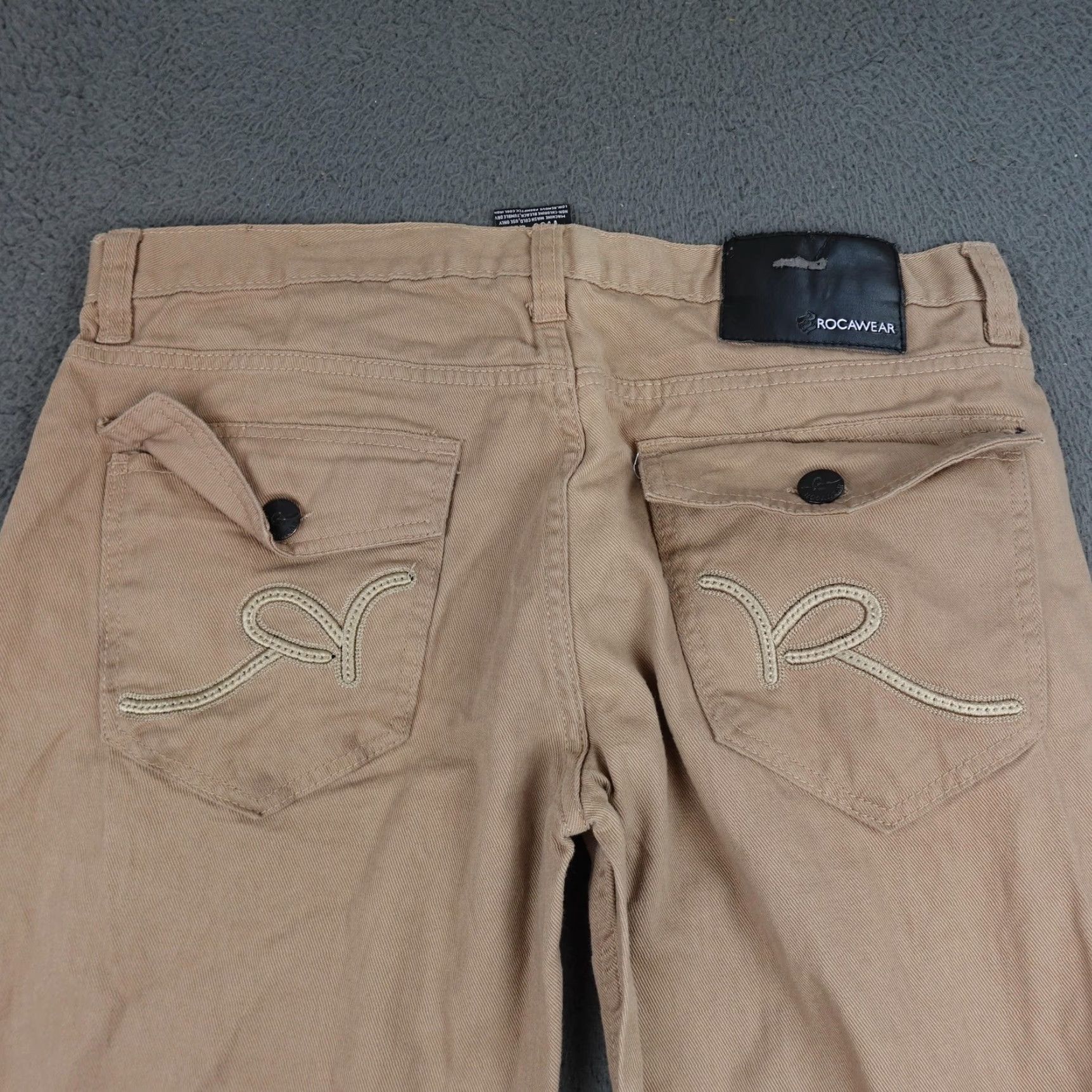 Rocawear Rocawear Jeans Mens 36x32 Tan Khaki Straight Leg Embroidered Back Flap Pockets Size US 36 / EU 52 - 5 Thumbnail