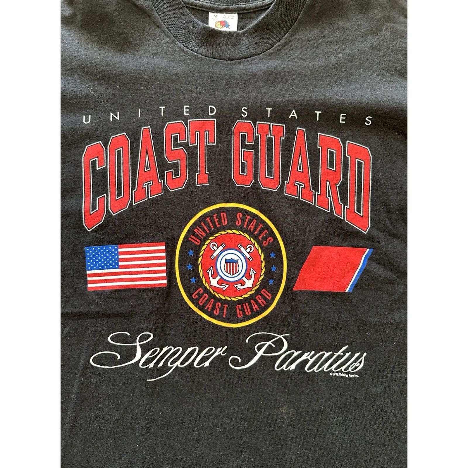 Fruit Of The Loom VINTAGE US Coast Guard Tee Size M Single Stitch Made In USA 90s Size US M / EU 48-50 / 2 - 2 Thumbnail