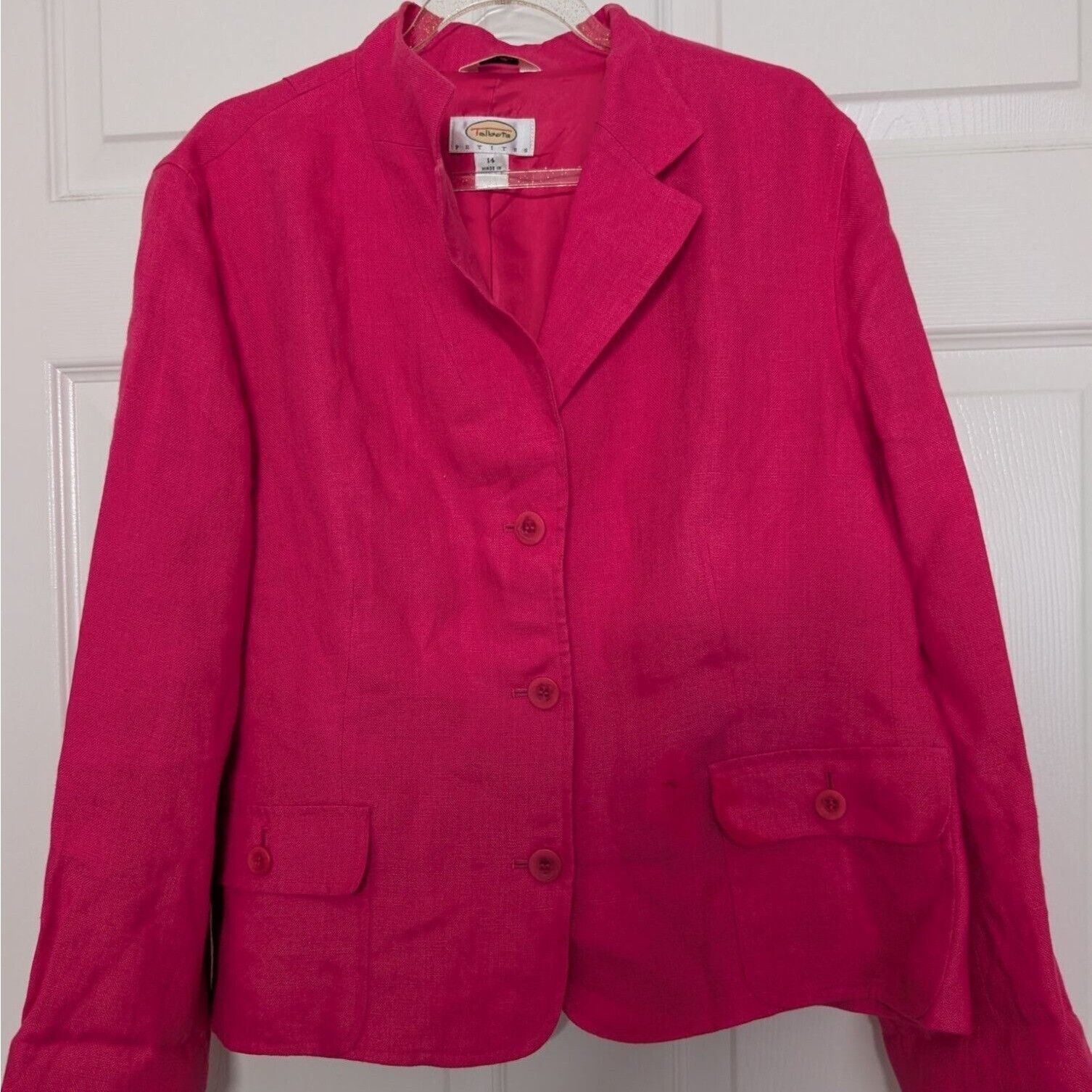 Talbots Talbots Irish Linen Blazer Womens Petite Size 14 Pink Size XL / US 12-14 / IT 48-50 - 2 Thumbnail