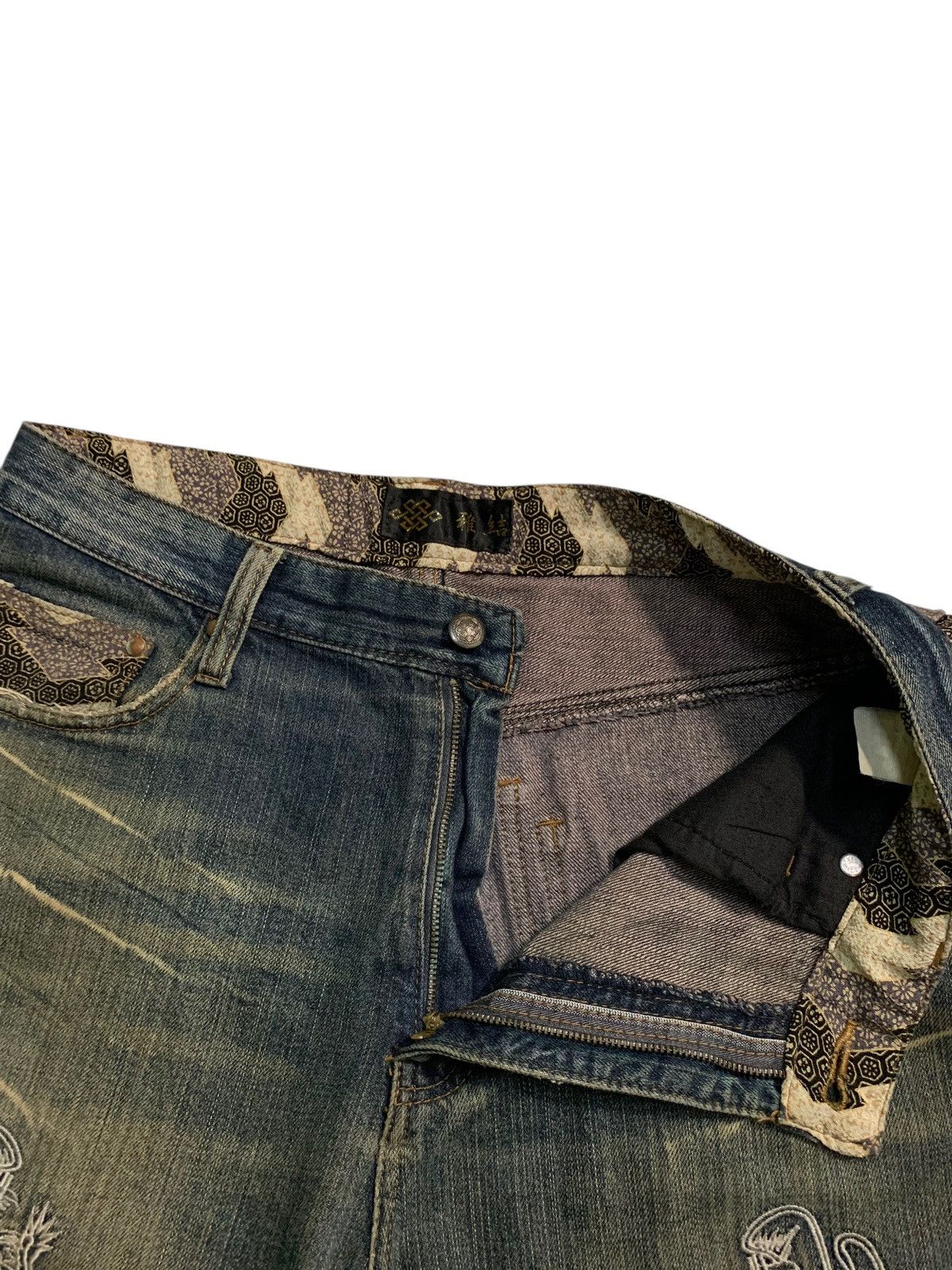 Kapital DRAGON EMBROIDERY INSPIRED BY KARAKURI DISTRESSED DENIM Size US 32 / EU 48 - 16 Thumbnail