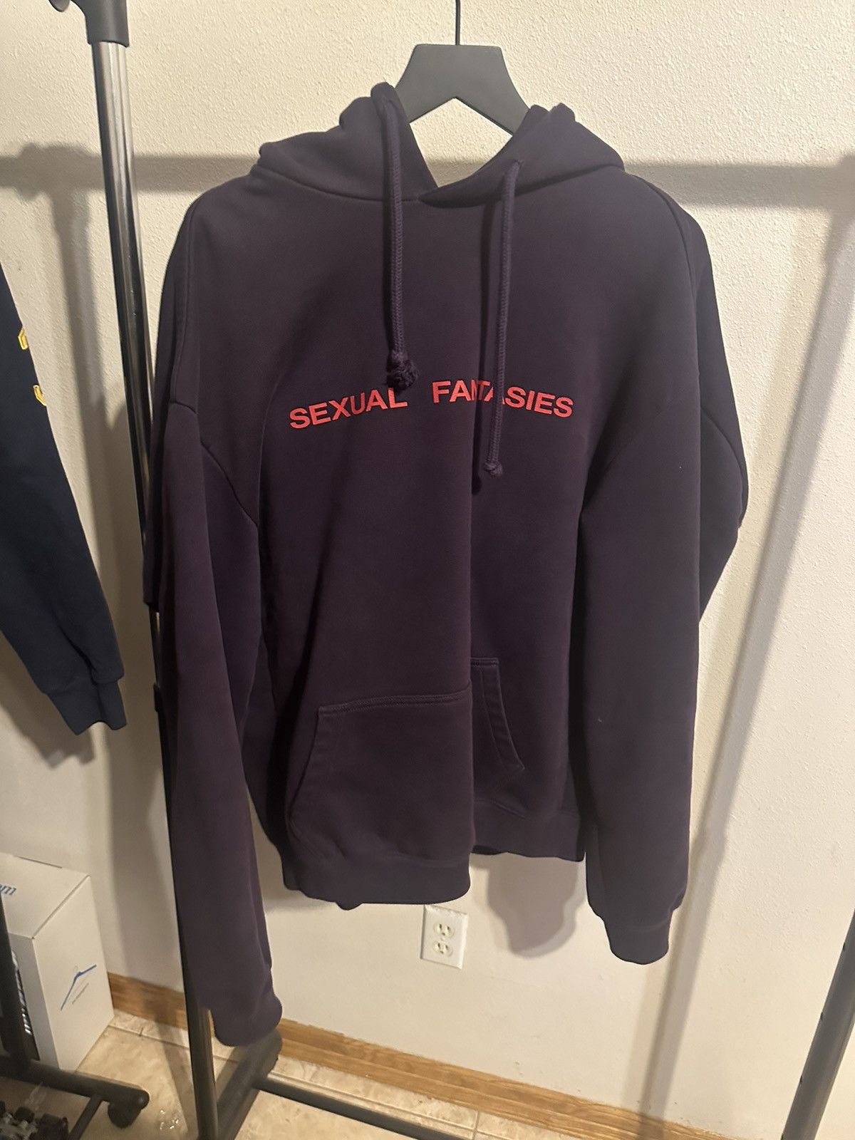 image of Vetements Sexual Fantasies Hoodie in Purple, Men's (Size Small)