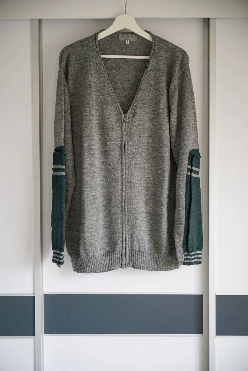 Yohji Yamamoto Yohji Yamamoto Zipper Knit Sweater with Green Sleeves Size US L / EU 52-54 / 3 - 1 Thumbnail