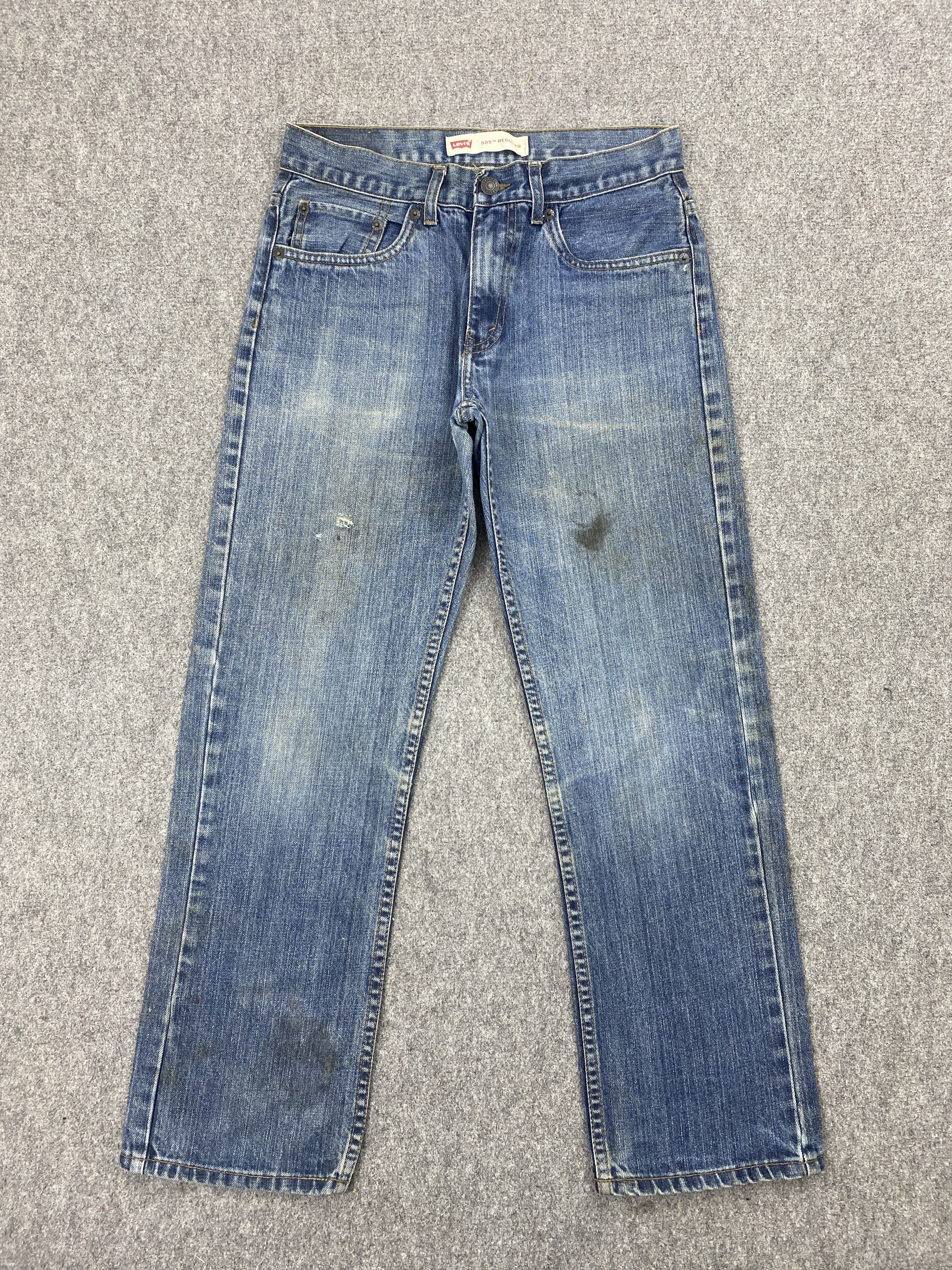 image of Levis 505 Regular Fit Blue Denim, Men's (Size 28)