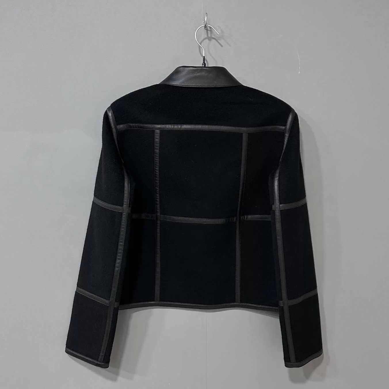 Hermes HERMES Women's Black Cashmere & Leather Panel Jacket Size 34 Size XS / US 0-2 / IT 36-38 - 3 Thumbnail