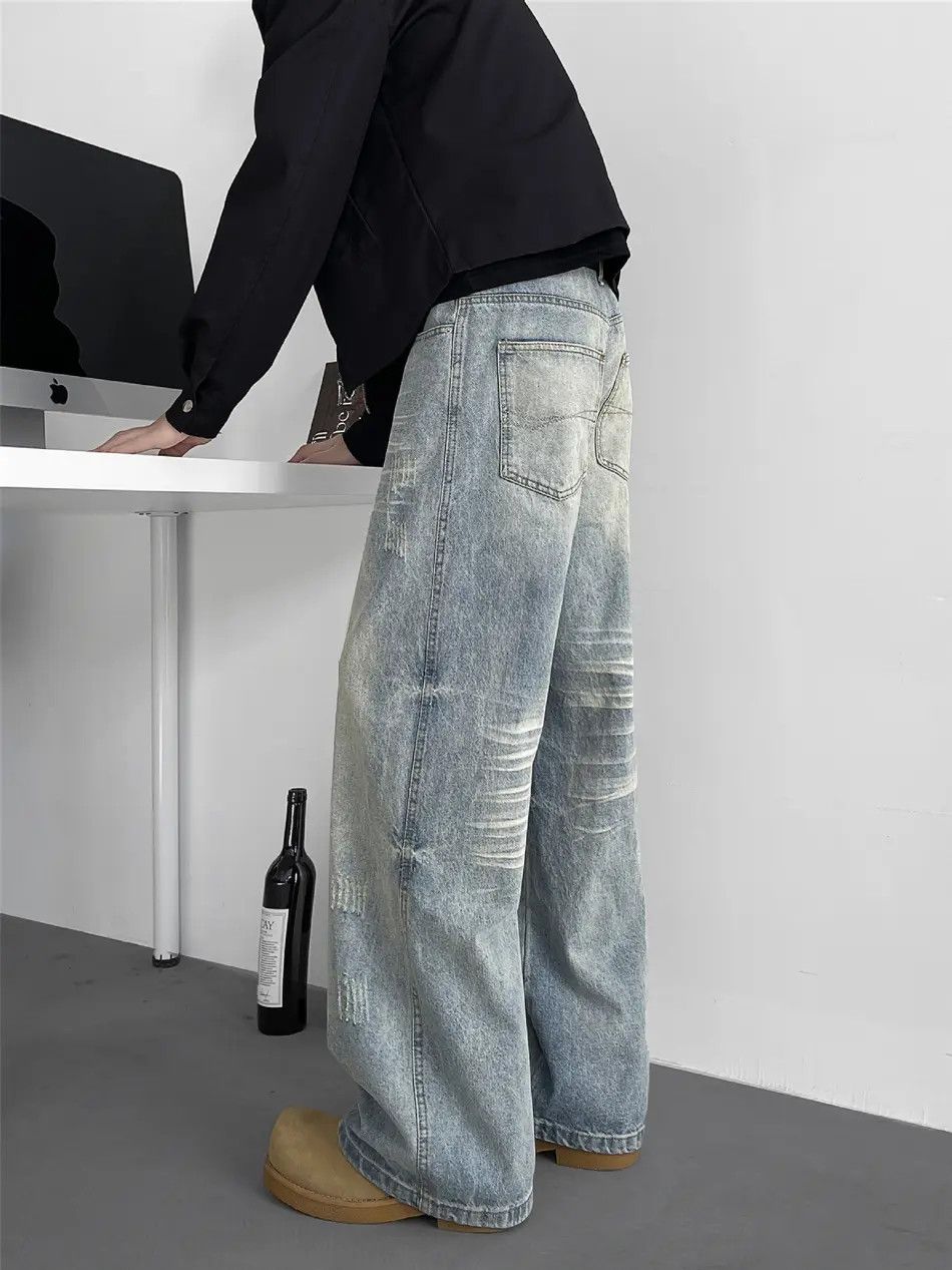 Japanese Brand × Jean Retro loose straight leg cat whisker jeans Size US 32 / EU 48 - 5 Thumbnail