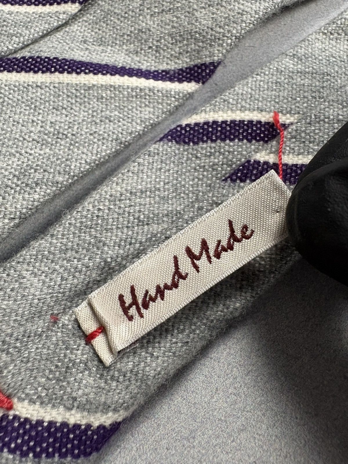RODA Roda Cashmere Striped Tie Grey Purple 100% Cashmere Italy Size ONE SIZE - 9 Thumbnail