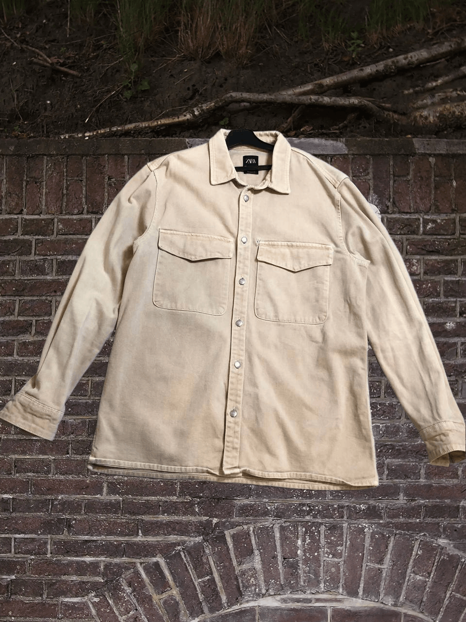 Zara Zara Beige denim shirt Size US XL / EU 56 / 4 - 1 Thumbnail