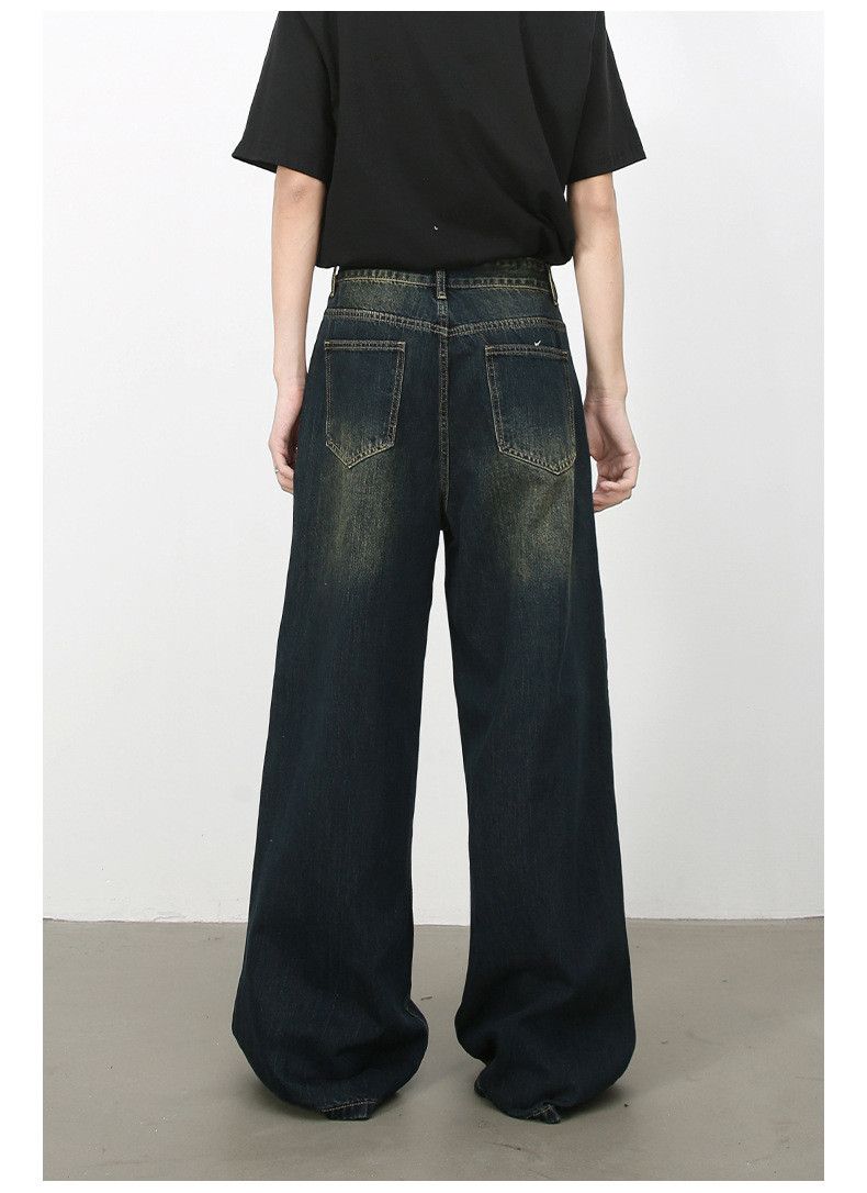 Japanese Brand × Jean Washed retro high street men's loose straight jeans Size US 34 / EU 50 - 6 Thumbnail