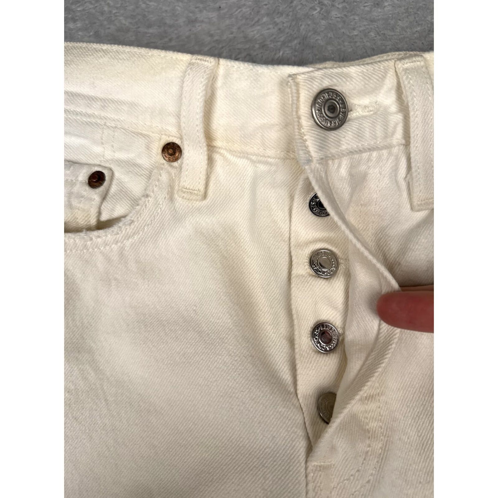 Levi's Levi's 501 Jeans Womens White Distressed Button Fly High-Rise 24x26 Straight Size 42" / US 20 - 5 Thumbnail