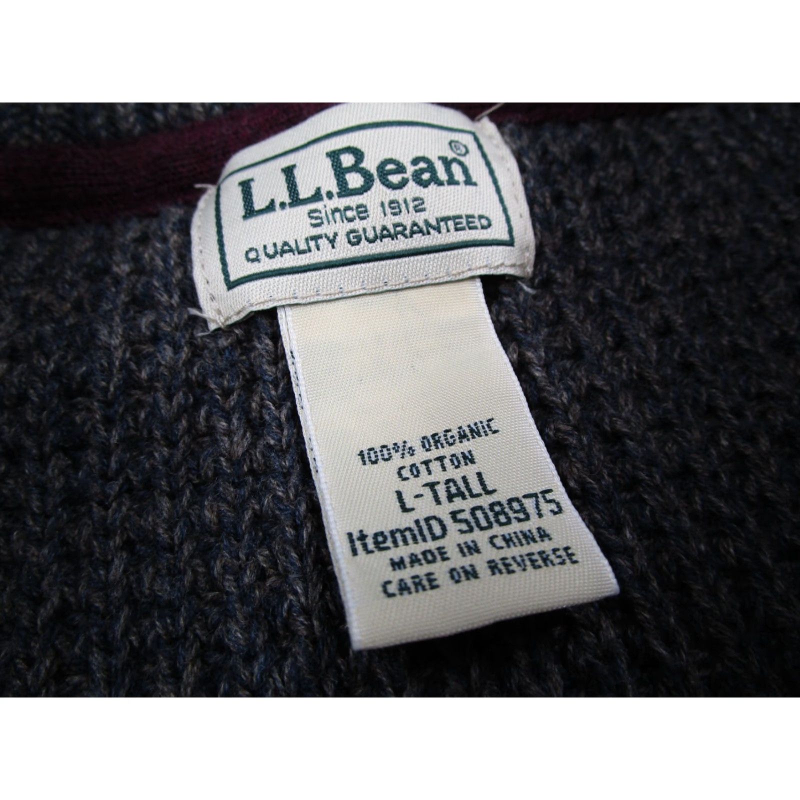 Vintage LL Bean Sweater Mens Large Tall Gray 1/4 Zip Knit Organic Pullover 90875 Size US L / EU 52-54 / 3 - 3 Thumbnail
