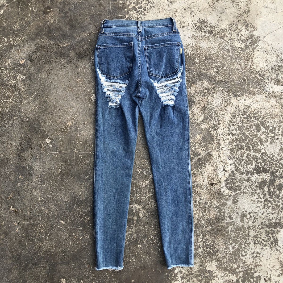 image of Archival Clothing x Made In USA Vintage Vibrant Miu Skinny Distressed Jeans Denim Pants in Blue, Wo